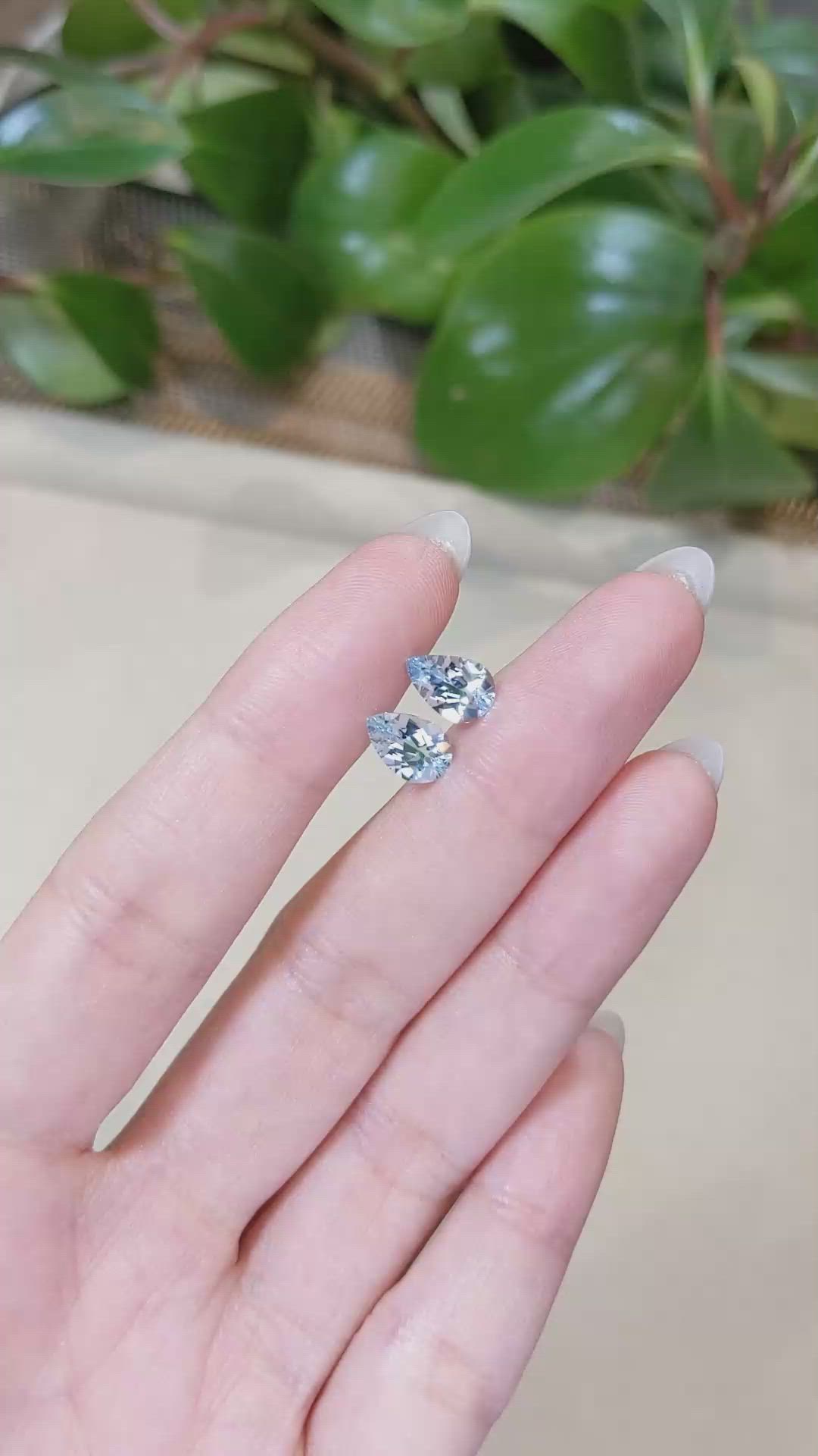 2.26&nbsp;Ct.Tw.Total Carat Weight Aquamarine Pair from Brazil Size Video