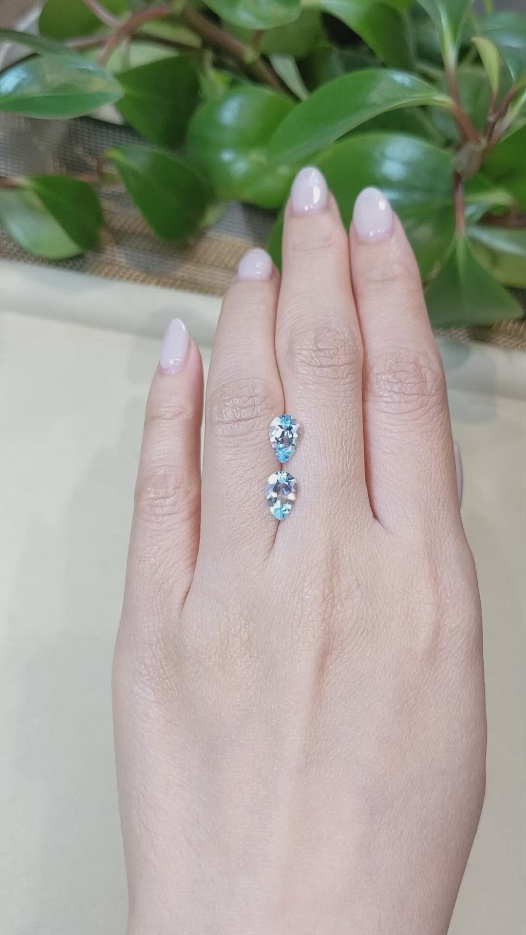 2.26&nbsp;Ct.Tw.Total Carat Weight Aquamarine Pair from Brazil Size Video