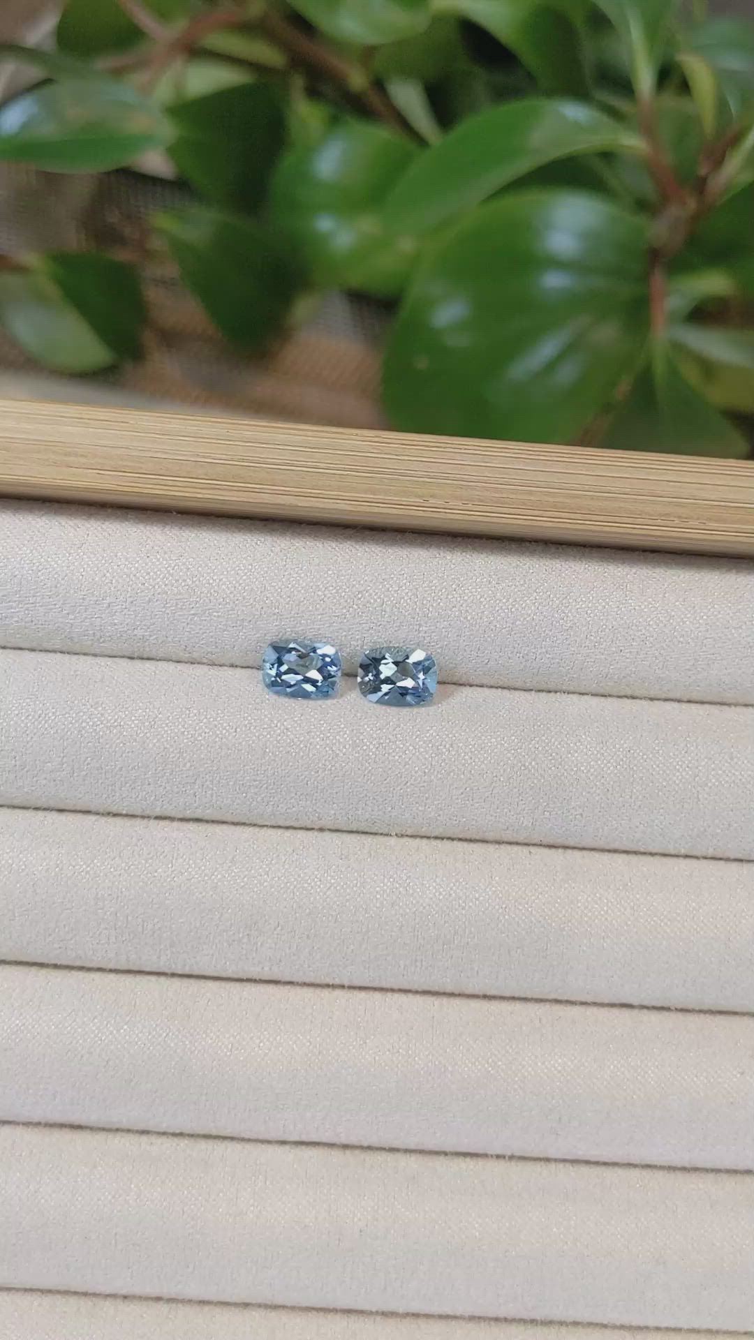 2.12&nbsp;Ct.Tw.Total Carat Weight Aquamarine Pair from Brazil Size Video