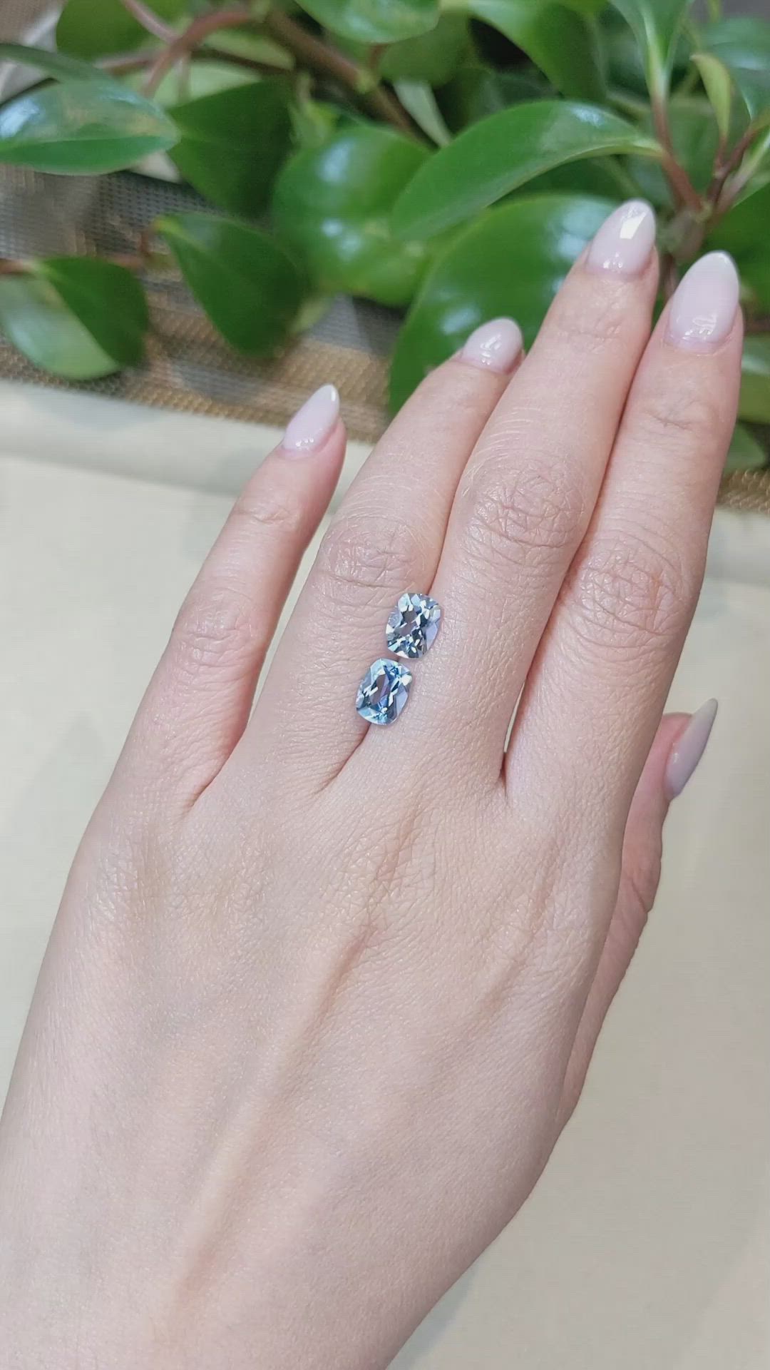 2.12&nbsp;Ct.Tw.Total Carat Weight Aquamarine Pair from Brazil Size Video