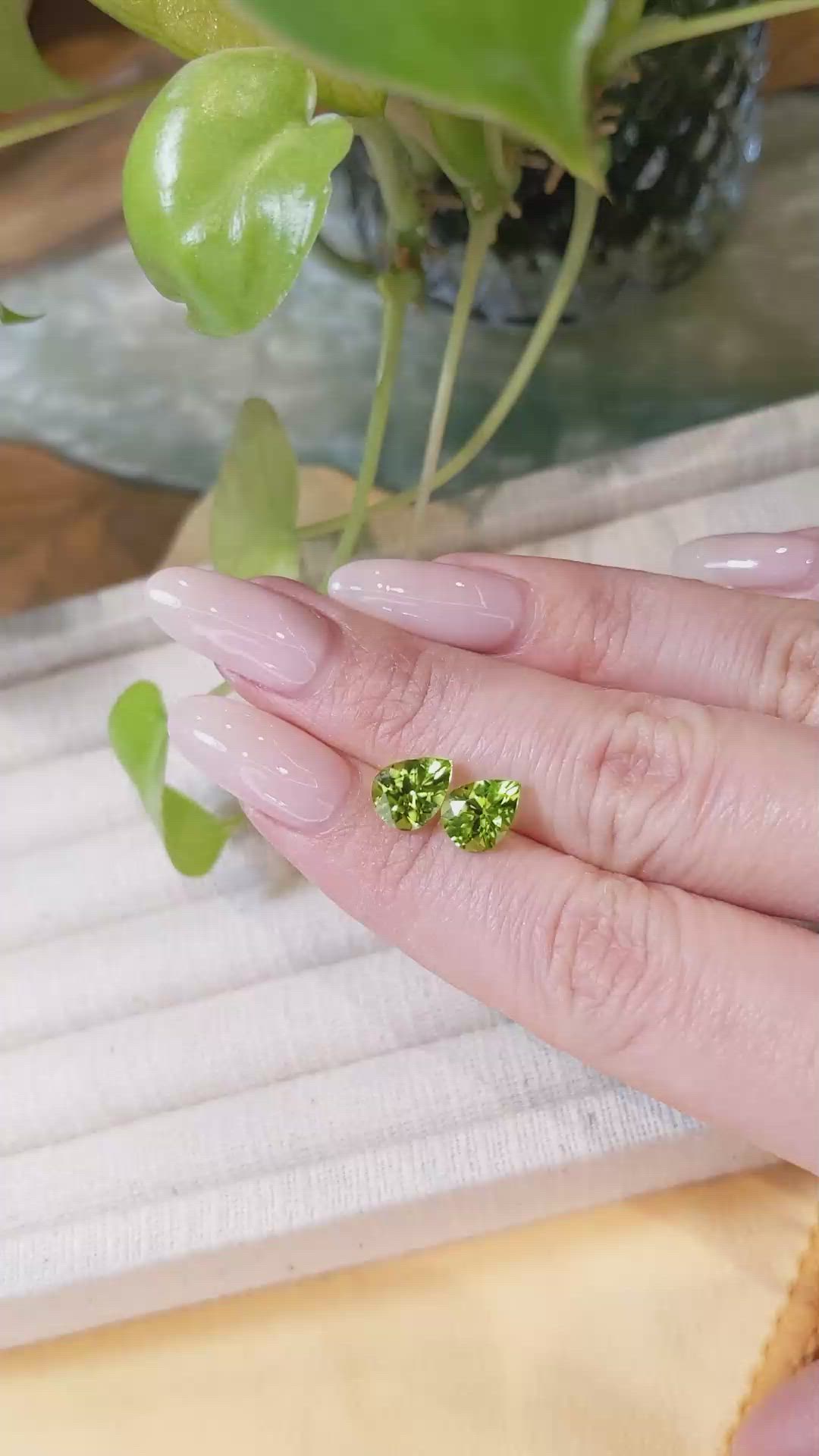 3.62&nbsp;Ct.Tw.Total Carat Weight Yellowish Green Peridot Pair from Burma (Myanmar) Size Video