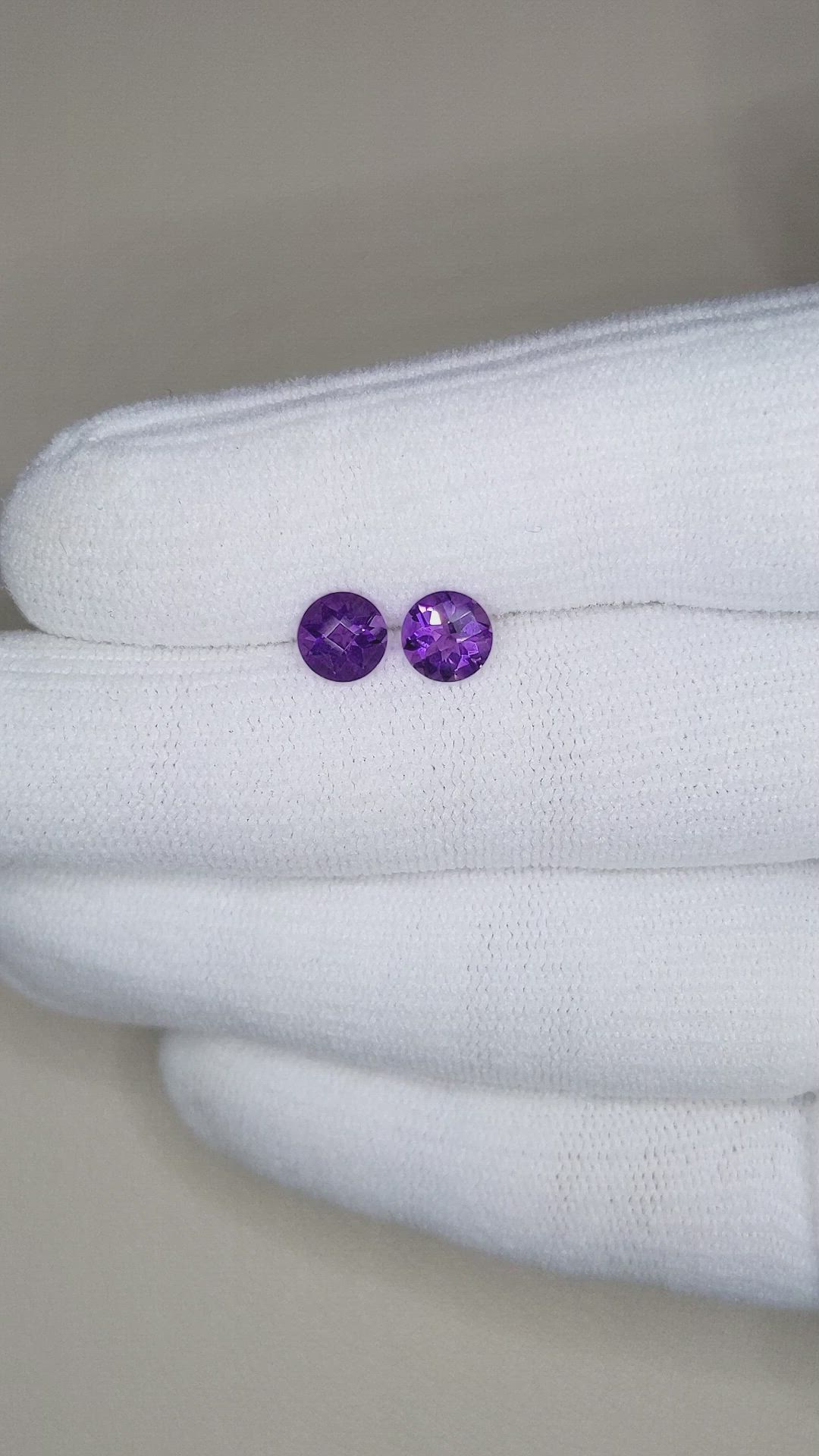 1.46&nbsp;Ct.Tw.Total Carat Weight Purple Amethyst Pair from Brazil Size Video