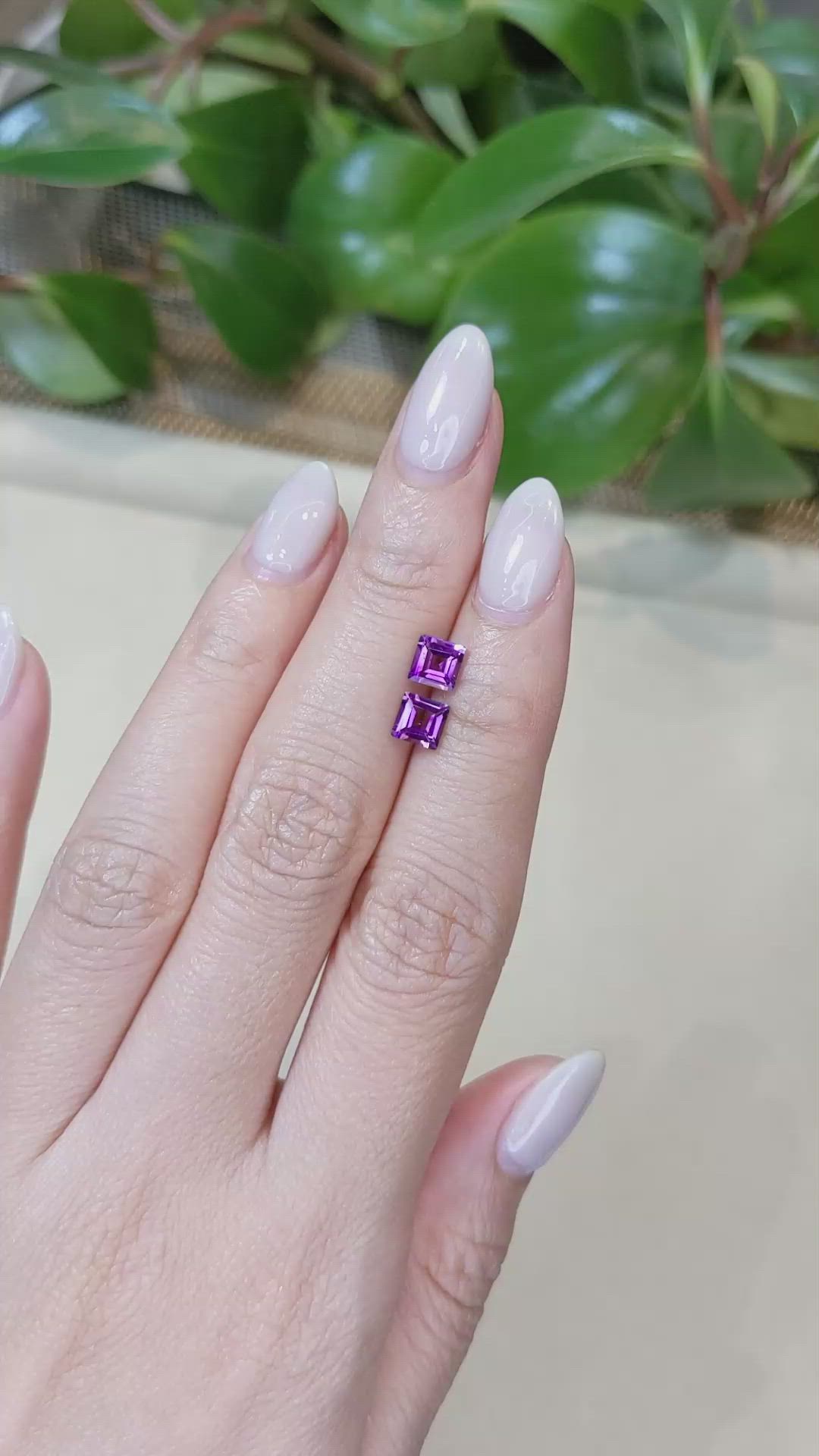 1.24&nbsp;Ct.Tw.Total Carat Weight Amethyst Pair from Brazil Size Video