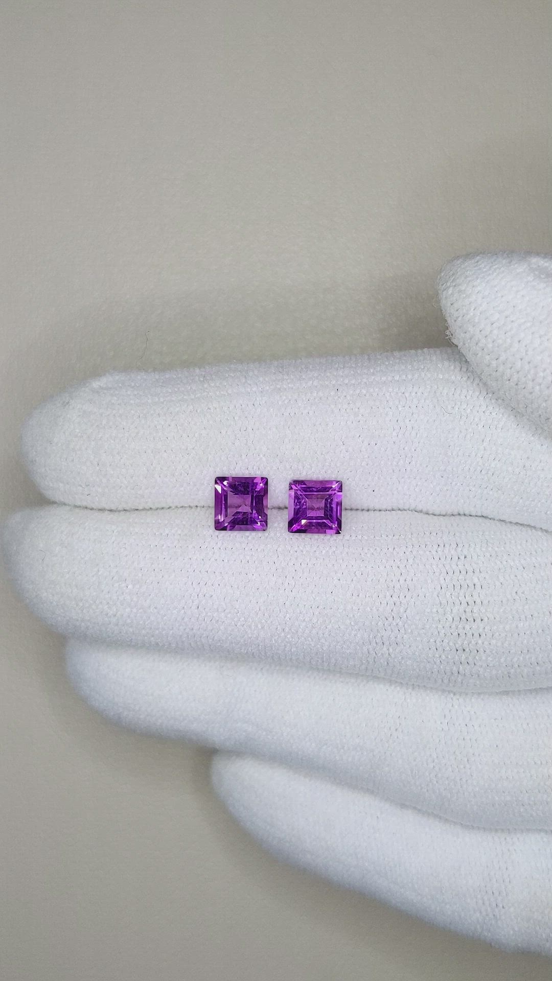 1.24&nbsp;Ct.Tw.Total Carat Weight Amethyst Pair from Brazil Size Video