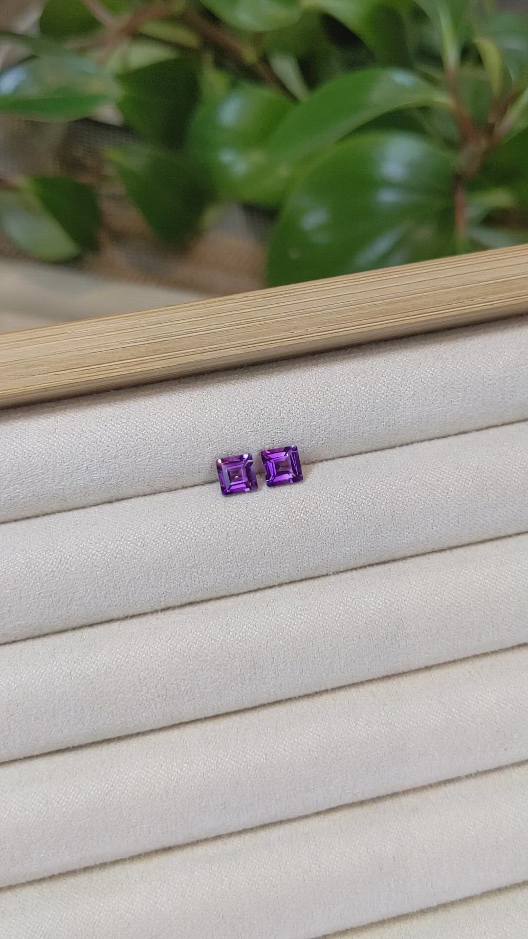 1.24&nbsp;Ct.Tw.Total Carat Weight Amethyst Pair from Brazil Size Video