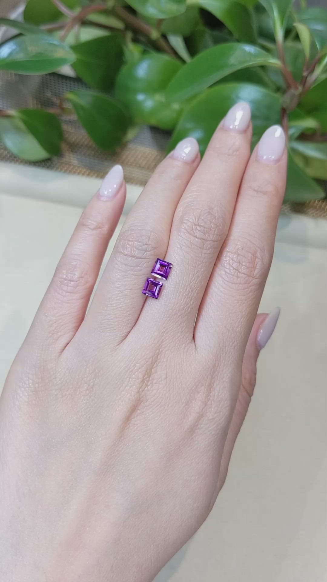 1.24&nbsp;Ct.Tw.Total Carat Weight Amethyst Pair from Brazil Size Video