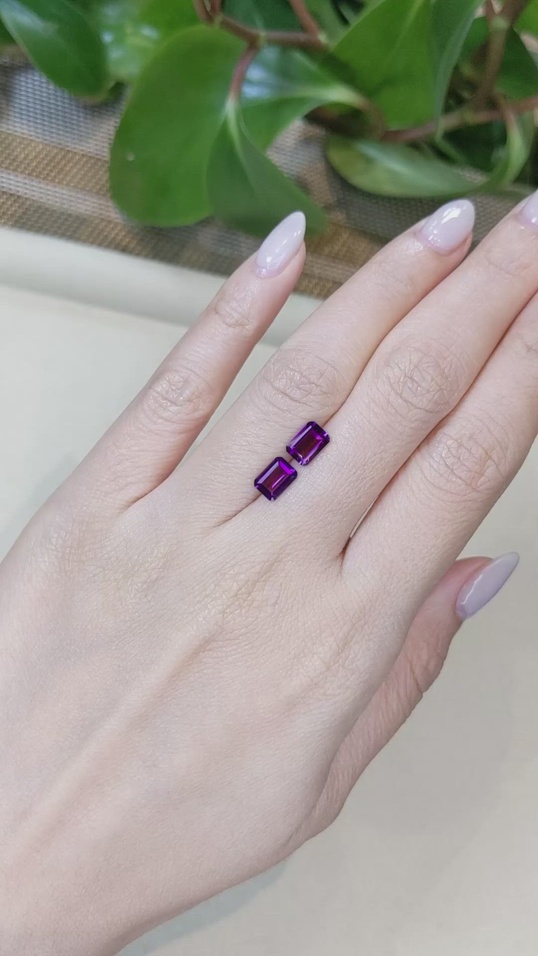 1.69&nbsp;Ct.Tw.Total Carat Weight Purple Amethyst Pair from Brazil Size Video