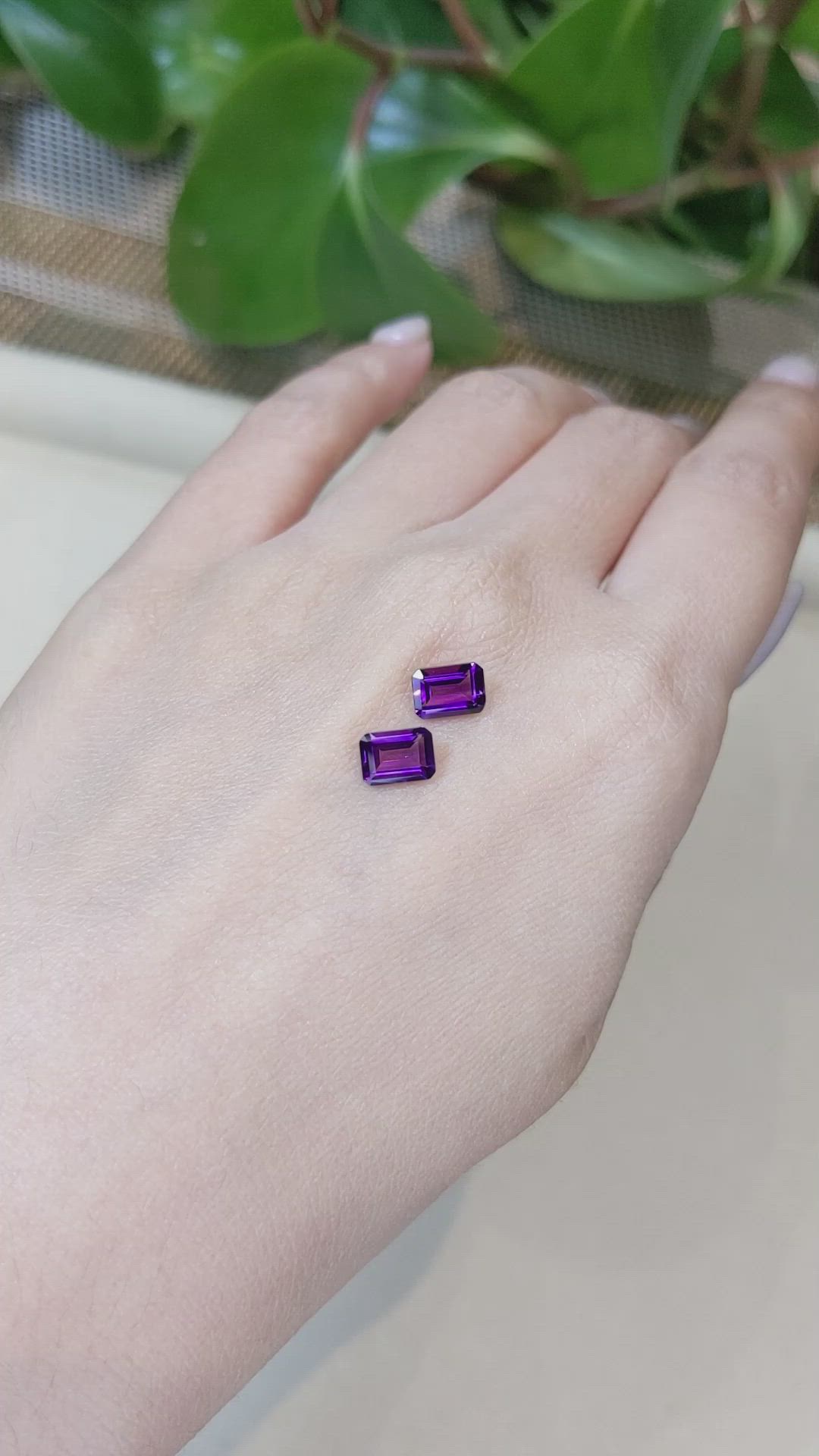 1.69&nbsp;Ct.Tw.Total Carat Weight Purple Amethyst Pair from Brazil Size Video