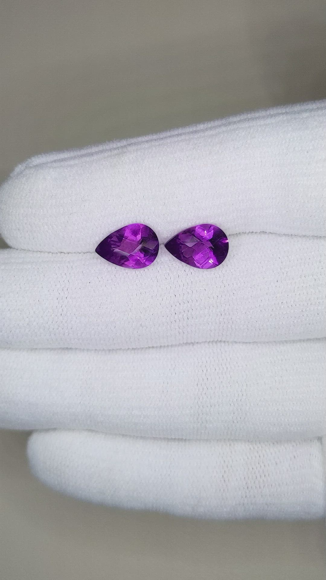 3.25&nbsp;Ct.Tw.Total Carat Weight Amethyst Pair from Brazil Size Video