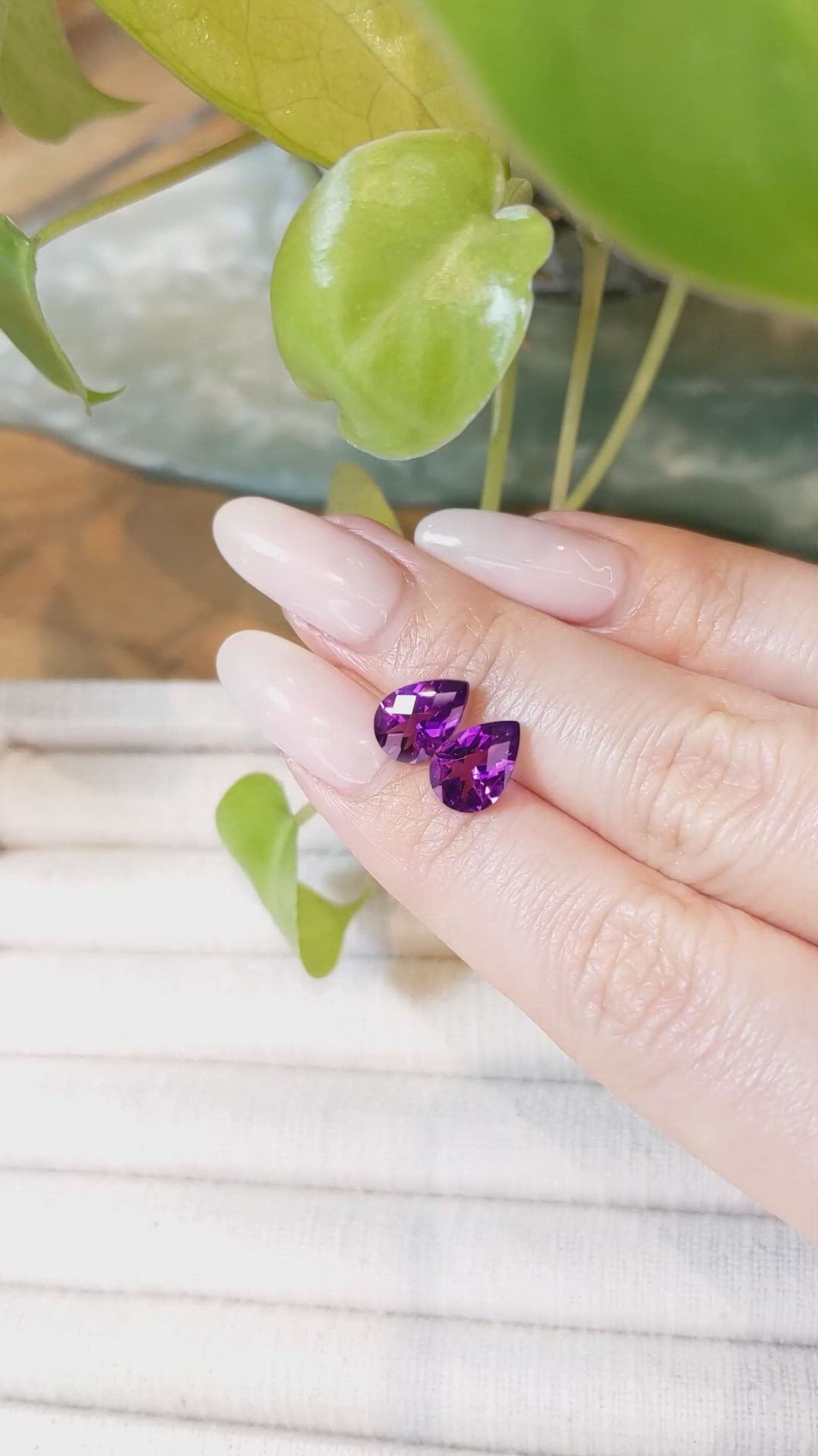 3.25&nbsp;Ct.Tw.Total Carat Weight Purple Amethyst Pair from Brazil Size Video