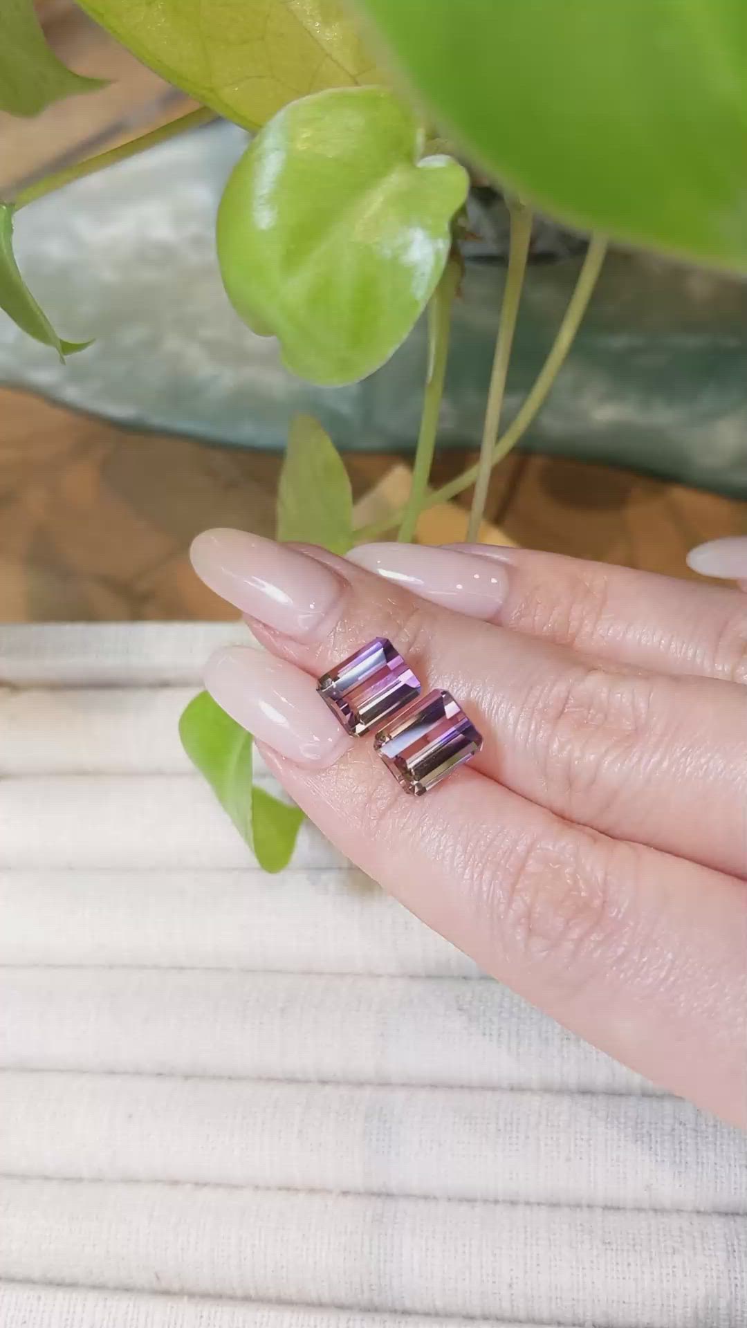 6.59&nbsp;Ct.Tw.Total Carat Weight Bi Color Ametrine Pair from Brazil Size Video