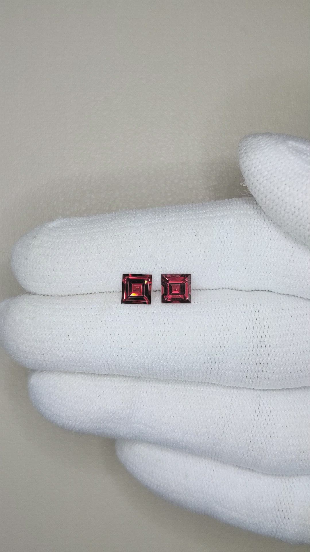 1.55&nbsp;Ct.Tw.Total Carat Weight Red Garnet Pair from Mozambique Size Video