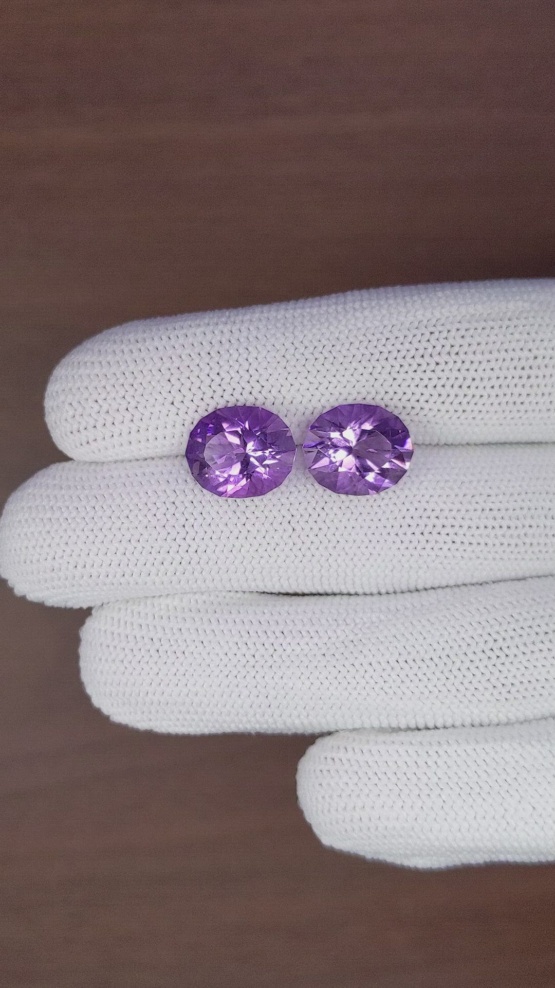 9.90 Ct.Tw.Total Carat Weight Purple Amethyst Pair from Africa Size Video