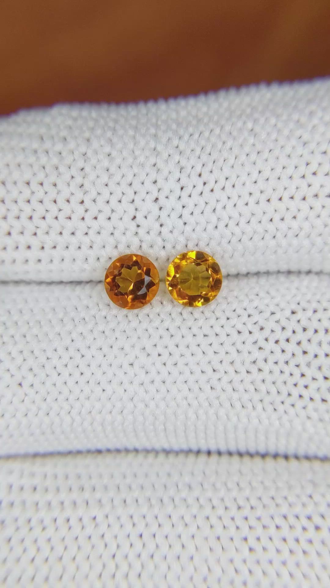 0.87&nbsp;Ct.Tw.Total Carat Weight Citrine Pair from Ceylon (Sri Lanka) Size Video
