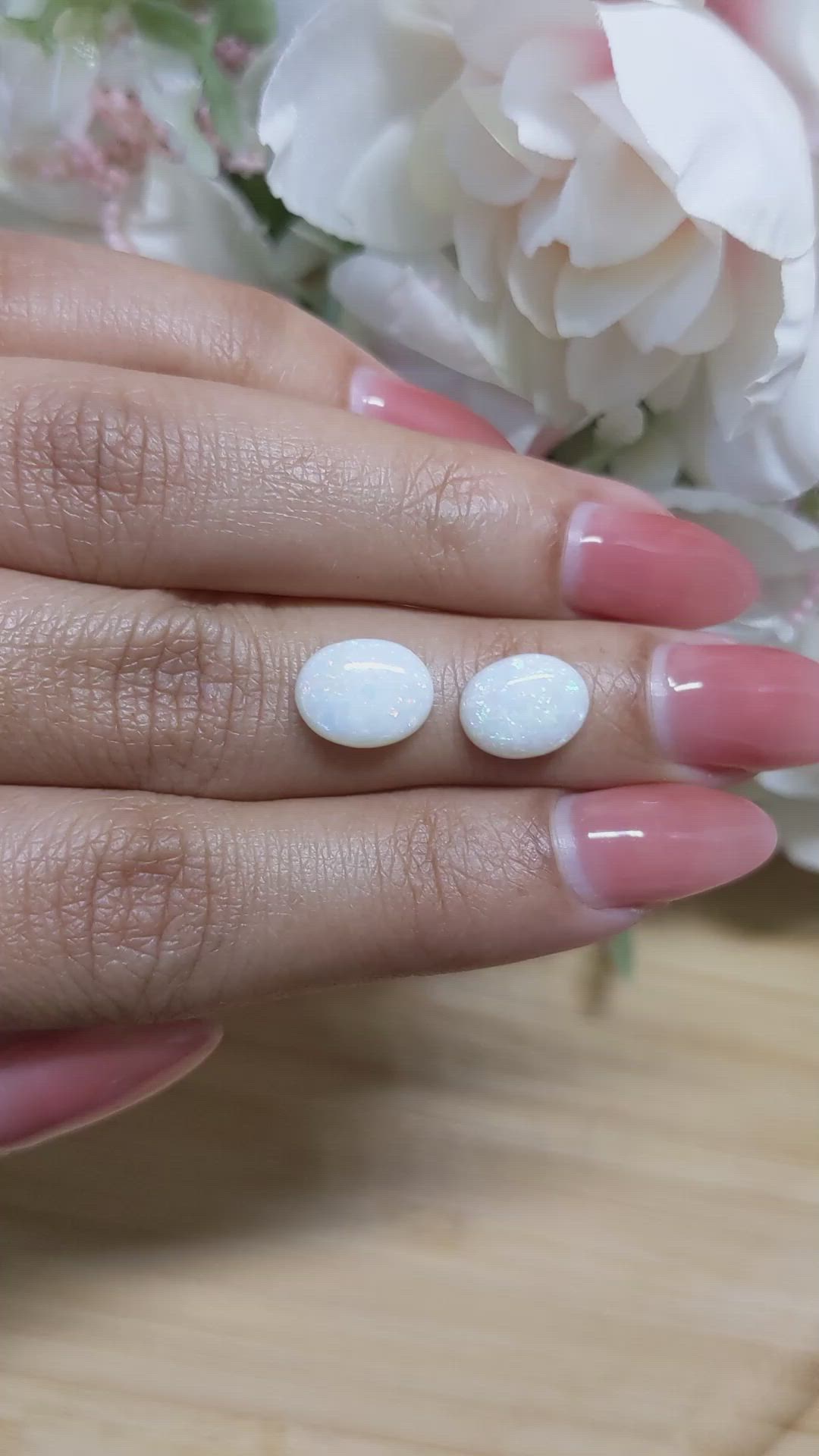 2.95&nbsp;Ct.Tw.Total Carat Weight Cabochon Opal Pair from Brazil Size Video