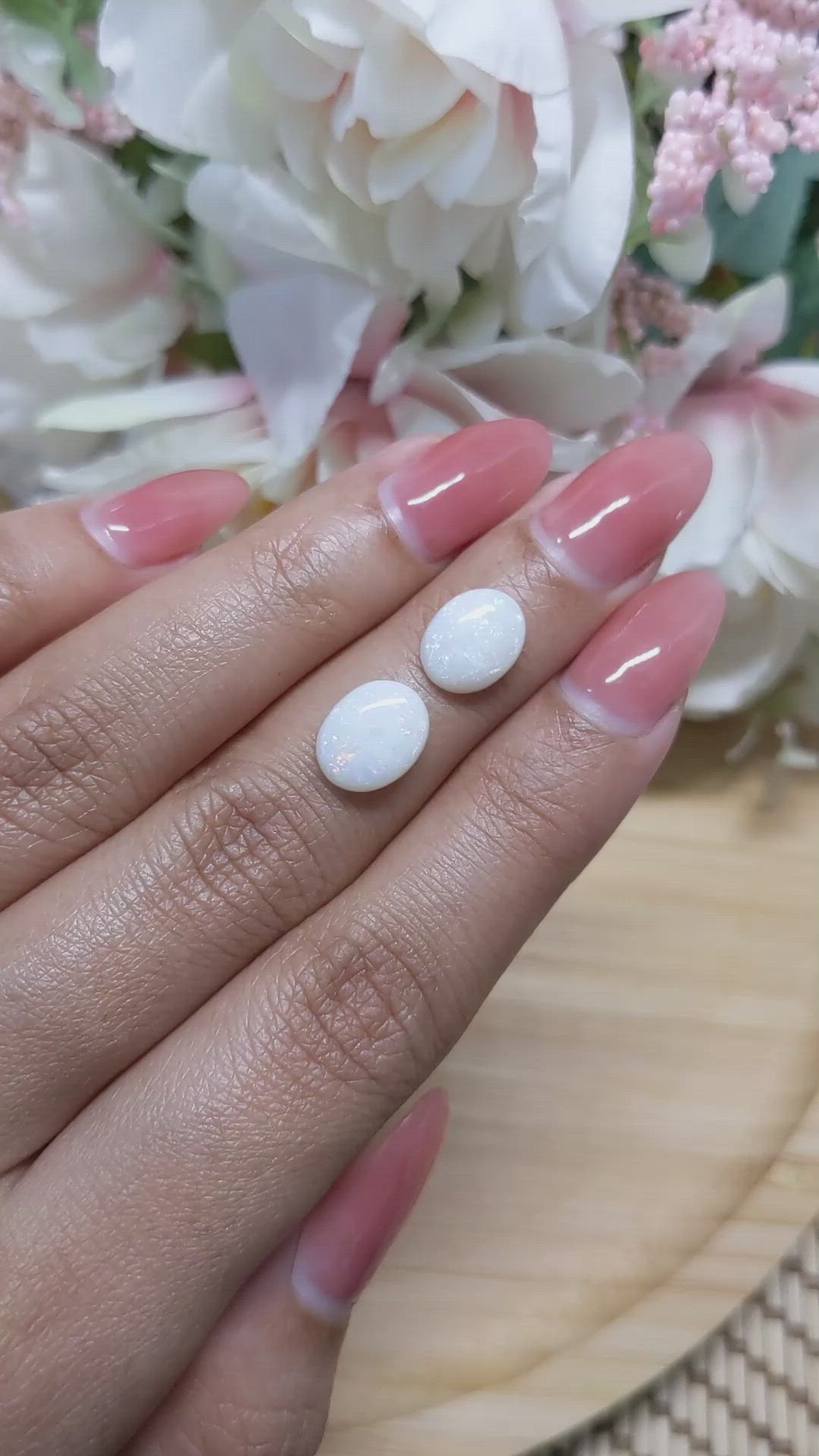 2.95&nbsp;Ct.Tw.Total Carat Weight Cabochon Opal Pair from Brazil Size Video