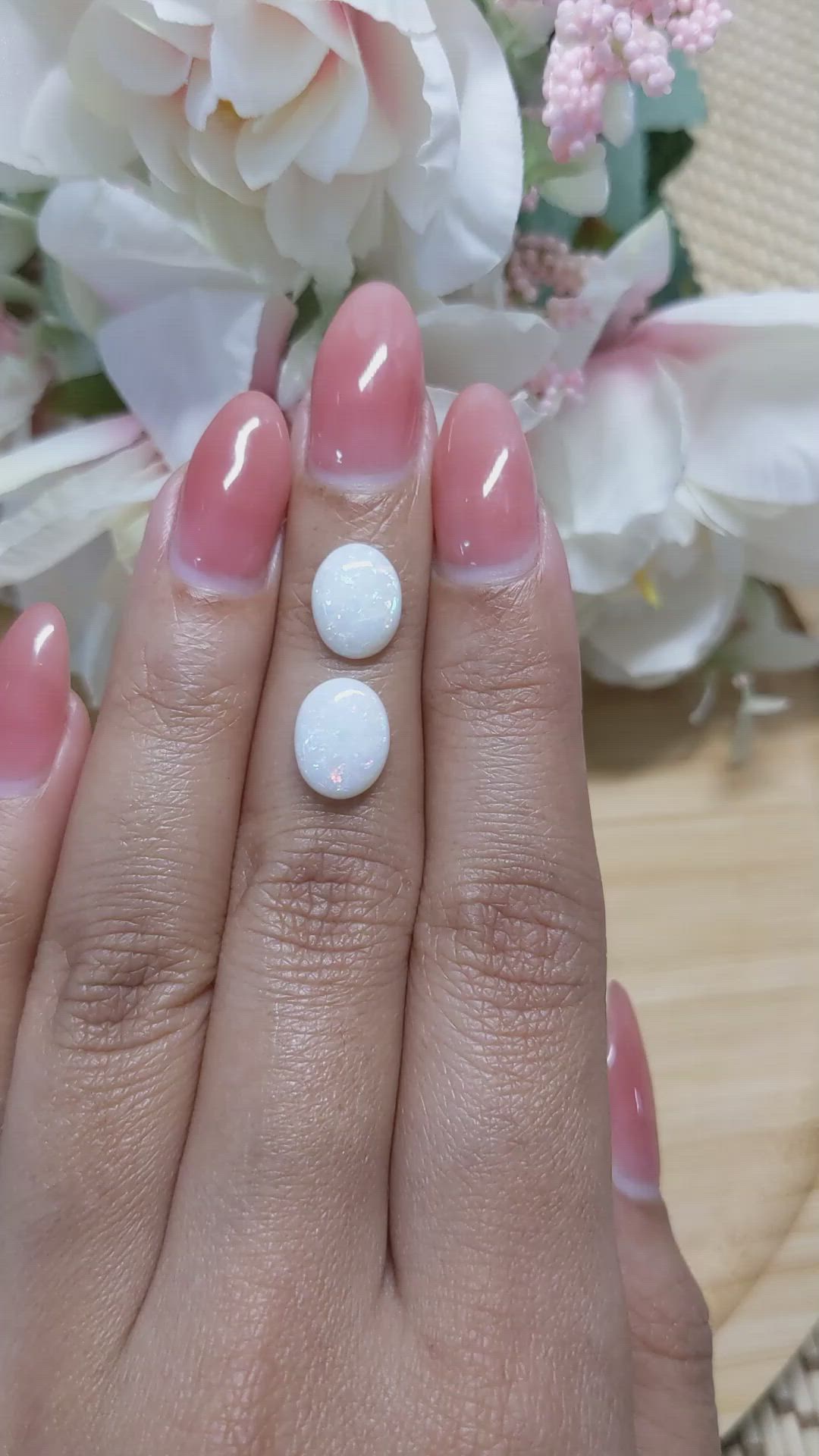 2.95&nbsp;Ct.Tw.Total Carat Weight Cabochon Opal Pair from Brazil Size Video