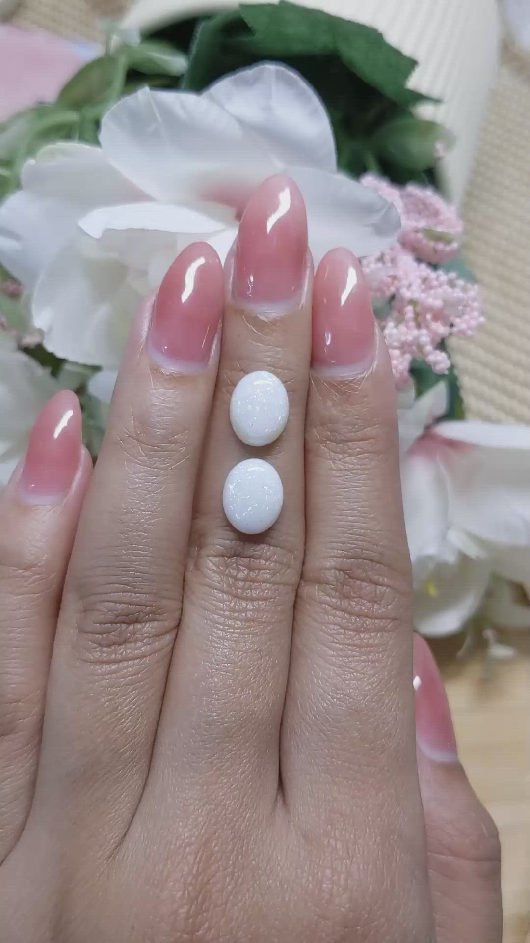 3.92&nbsp;Ct.Tw.Total Carat Weight Cabochon Opal Pair from Brazil Size Video