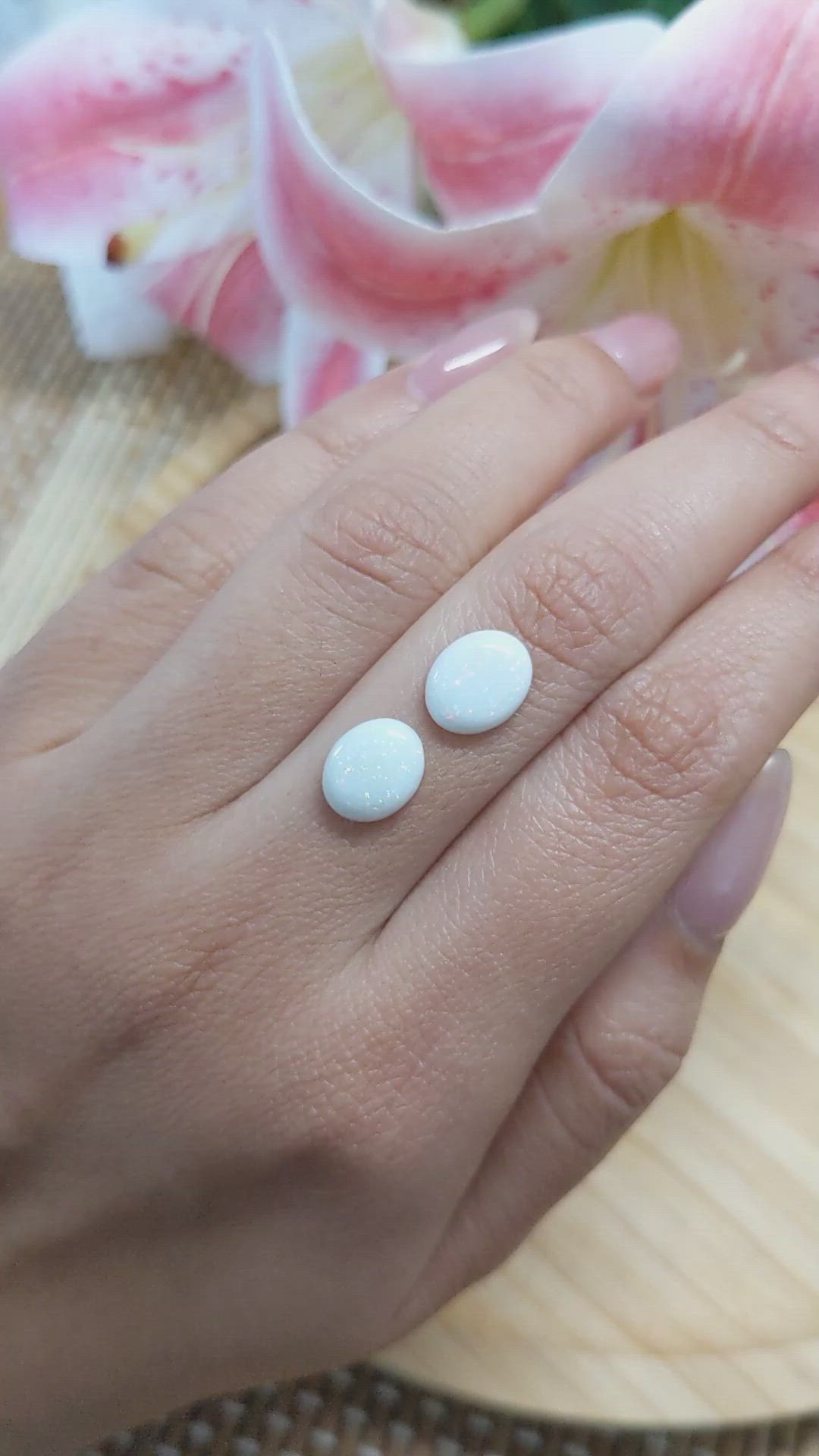 2.98&nbsp;Ct.Tw.Total Carat Weight Cabochon Opal Pair from Brazil Size Video