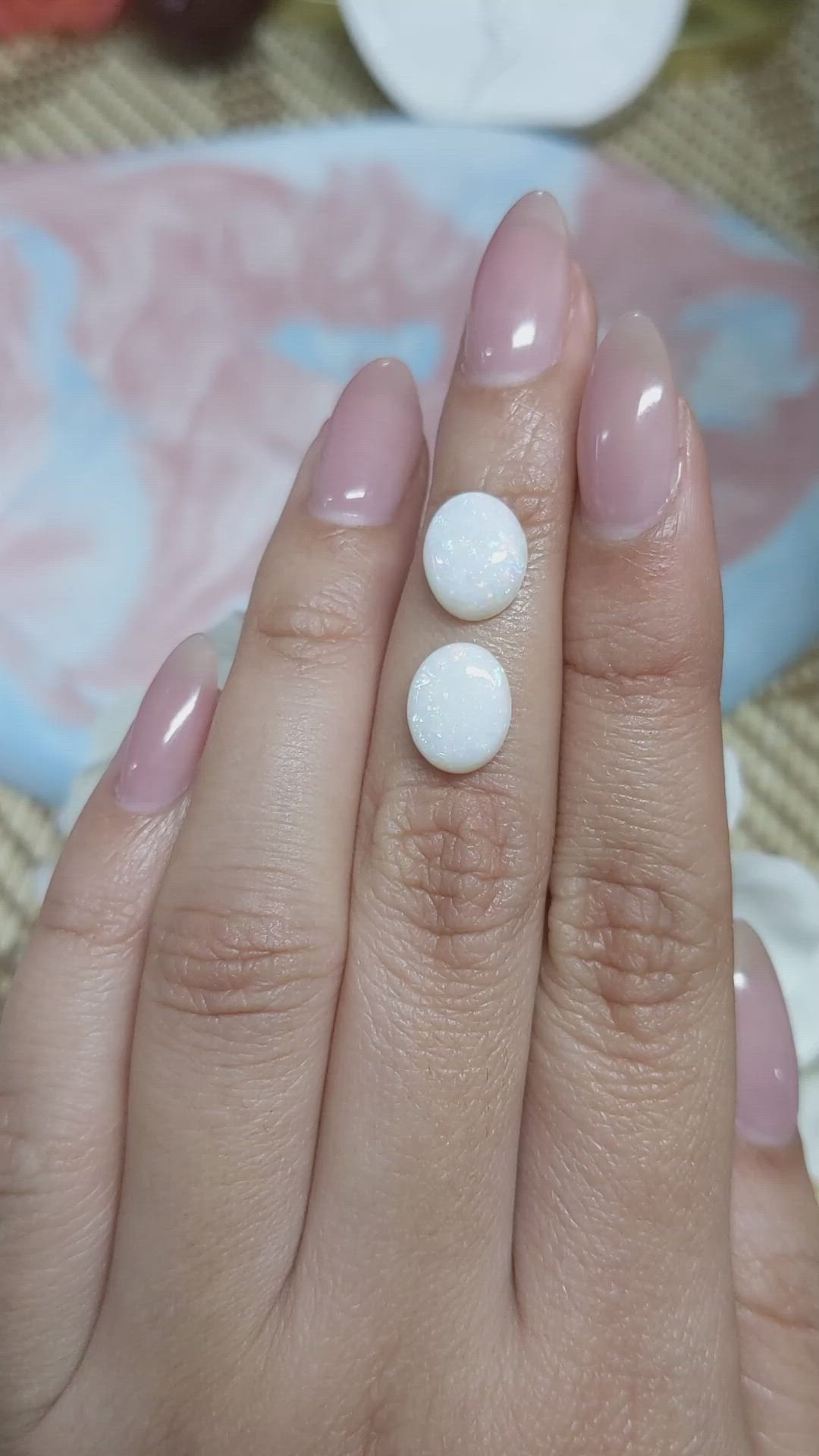 3.83&nbsp;Ct.Tw.Total Carat Weight Cabochon Opal Pair from Brazil Size Video