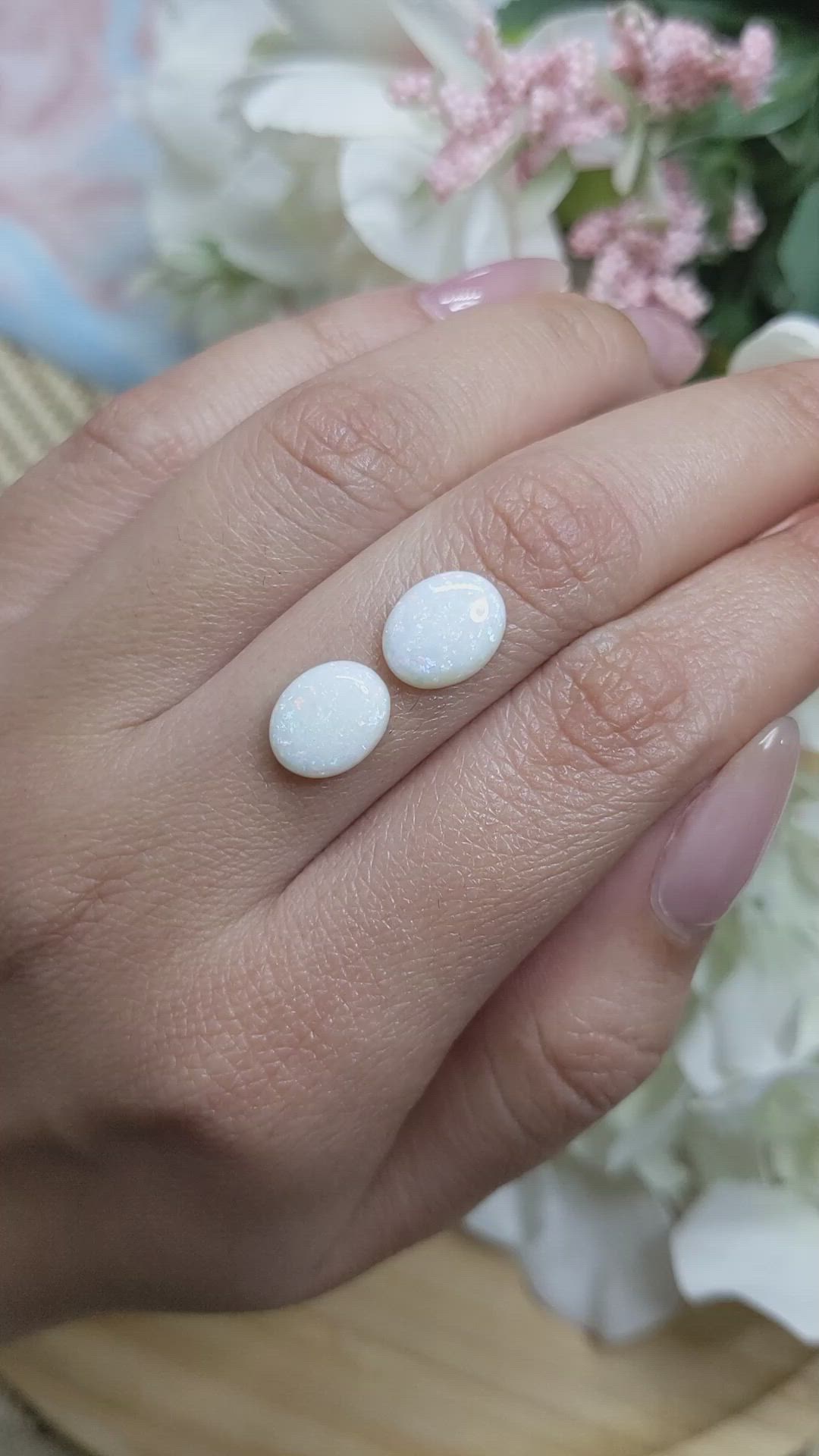 3.83&nbsp;Ct.Tw.Total Carat Weight Cabochon Opal Pair from Brazil Size Video