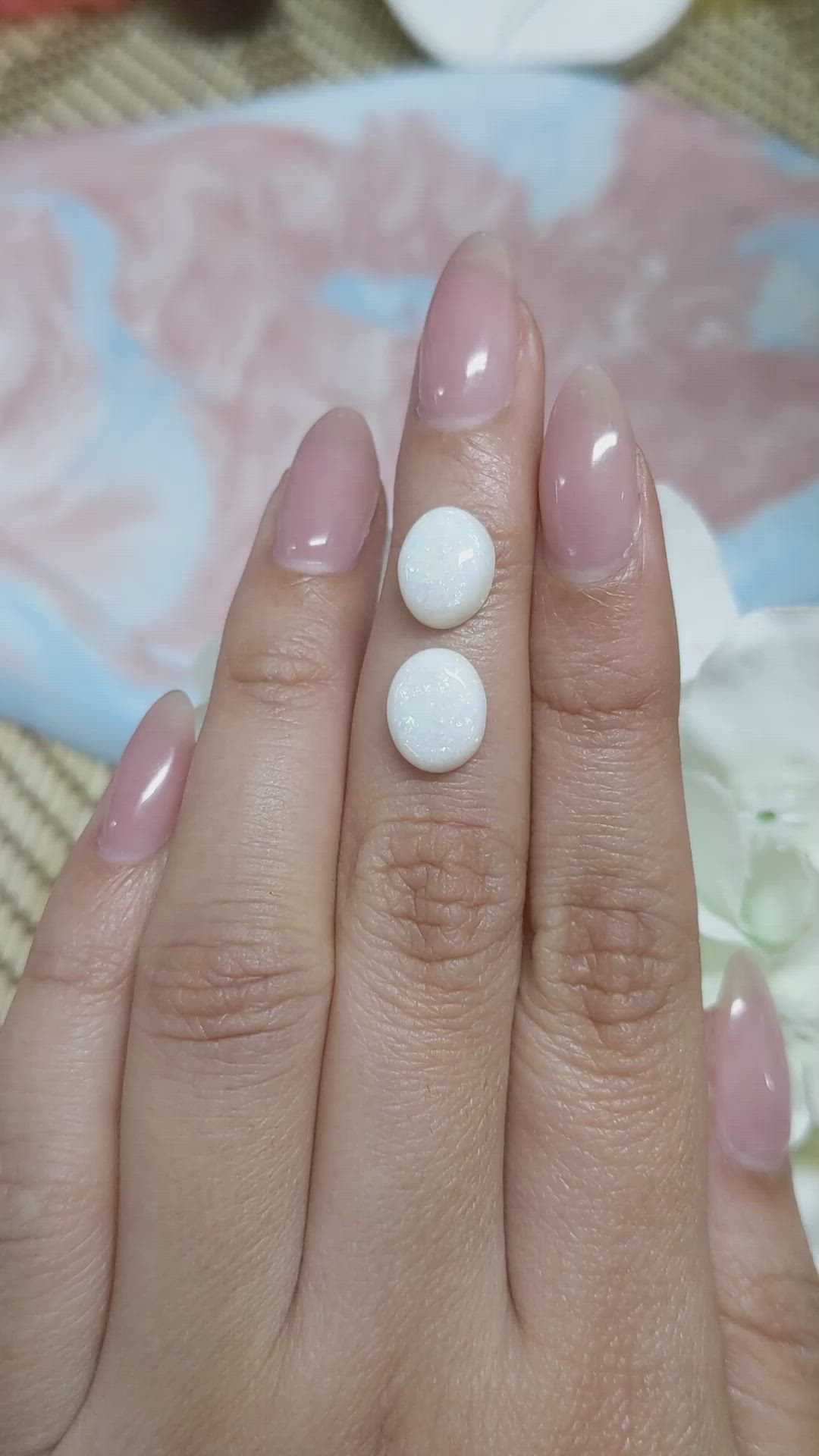 3.74&nbsp;Ct.Tw.Total Carat Weight Cabochon Opal Pair from Brazil Size Video