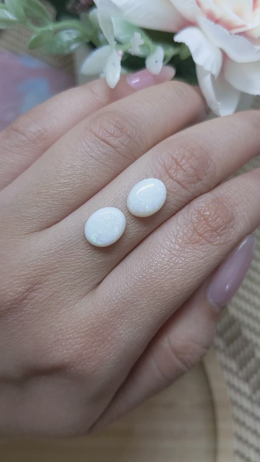 3.74&nbsp;Ct.Tw.Total Carat Weight Cabochon Opal Pair from Brazil Size Video