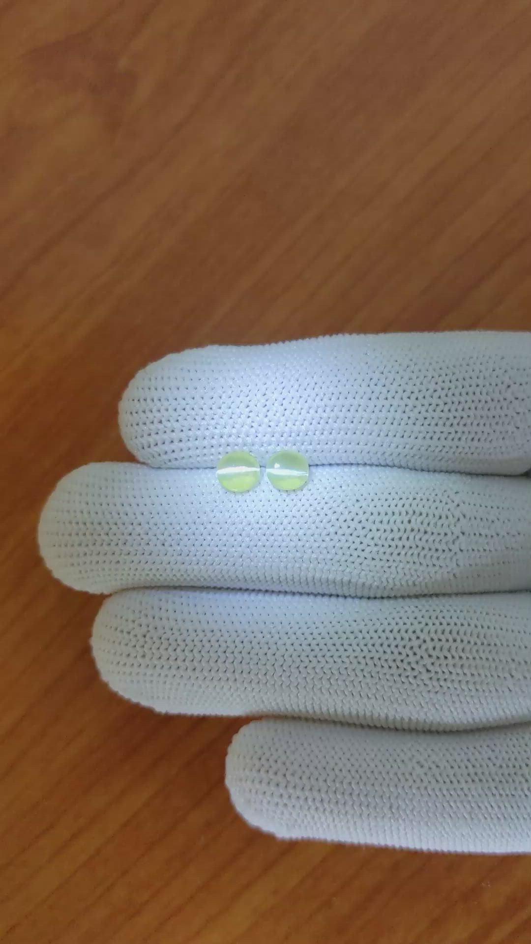 1.66&nbsp;Ct.Tw.Total Carat Weight Greenish Yellow Cabochon Chrysoberyl Pair from Ceylon (Sri Lanka) Size Video