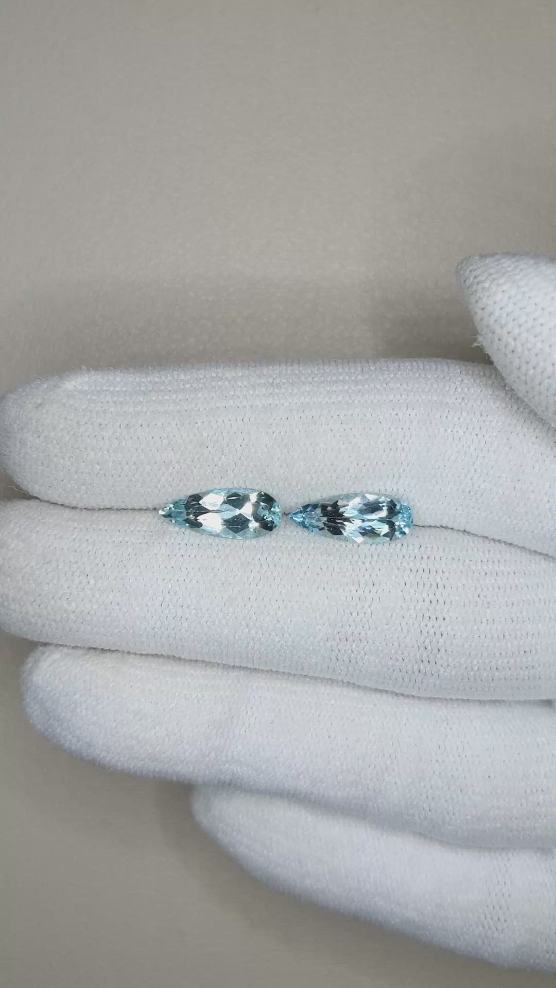 1.81&nbsp;Ct.Tw.Total Carat Weight Blue Aquamarine Pair from Brazil Size Video