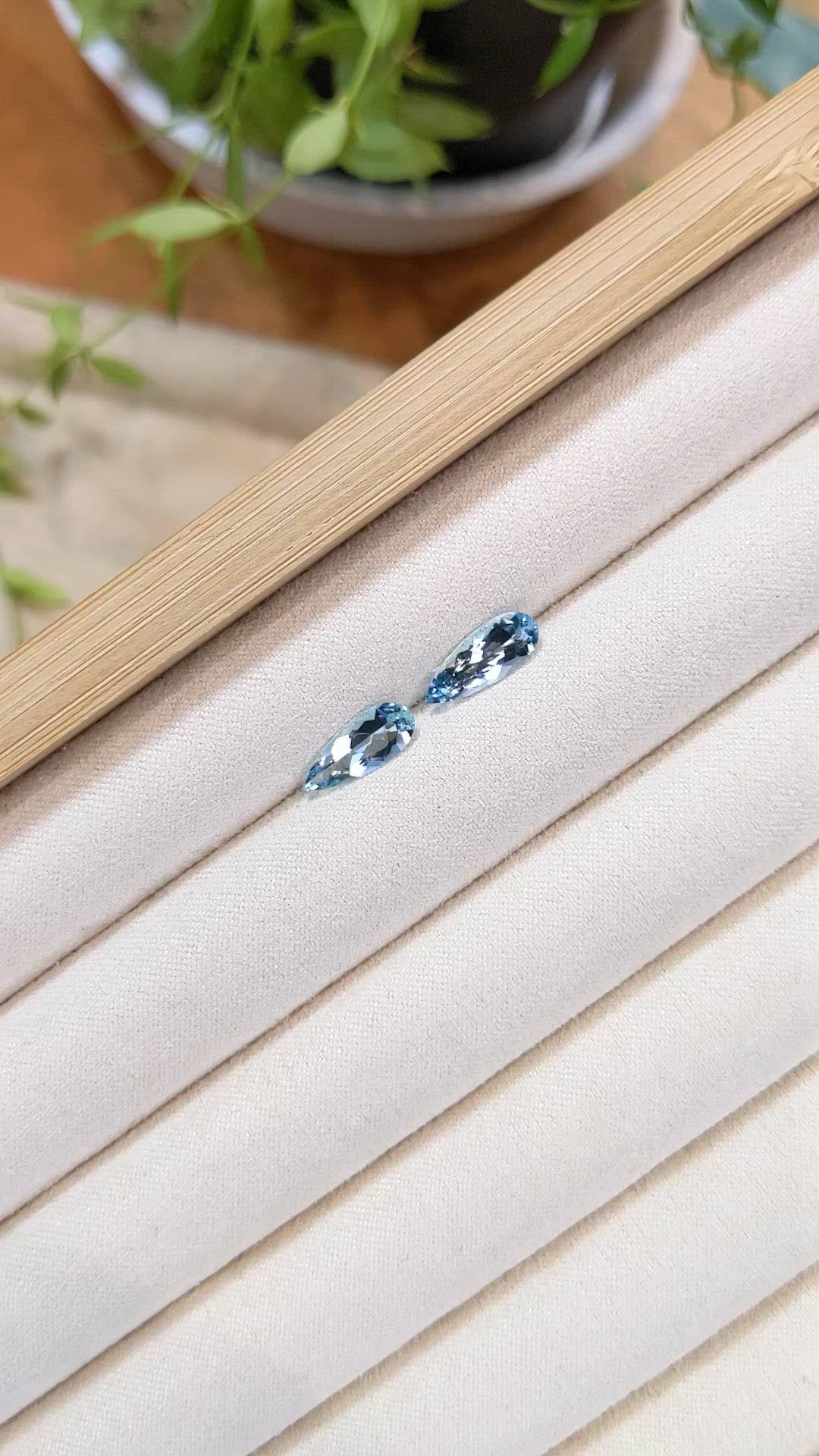 1.81&nbsp;Ct.Tw.Total Carat Weight Blue Aquamarine Pair from Brazil Size Video