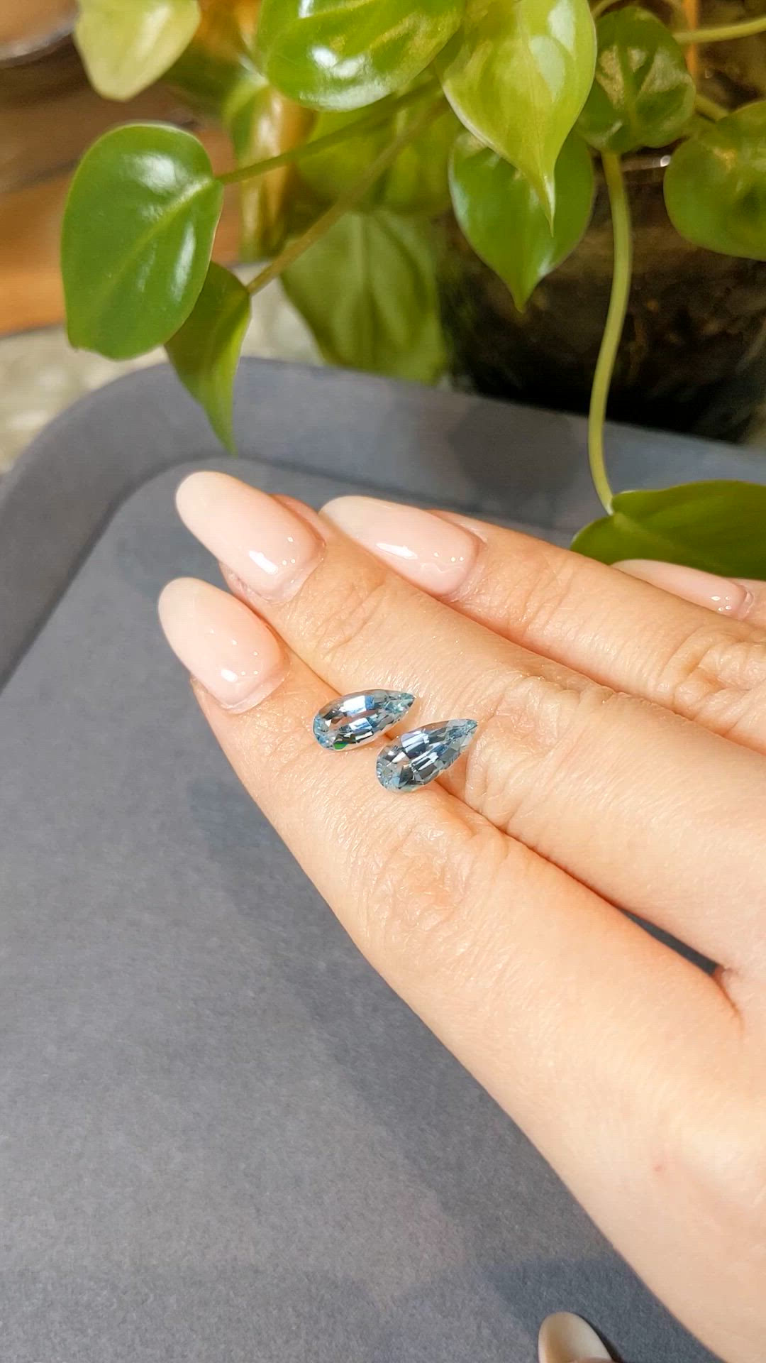 2.65&nbsp;Ct.Tw.Total Carat Weight Blue Aquamarine Pair from Brazil Size Video