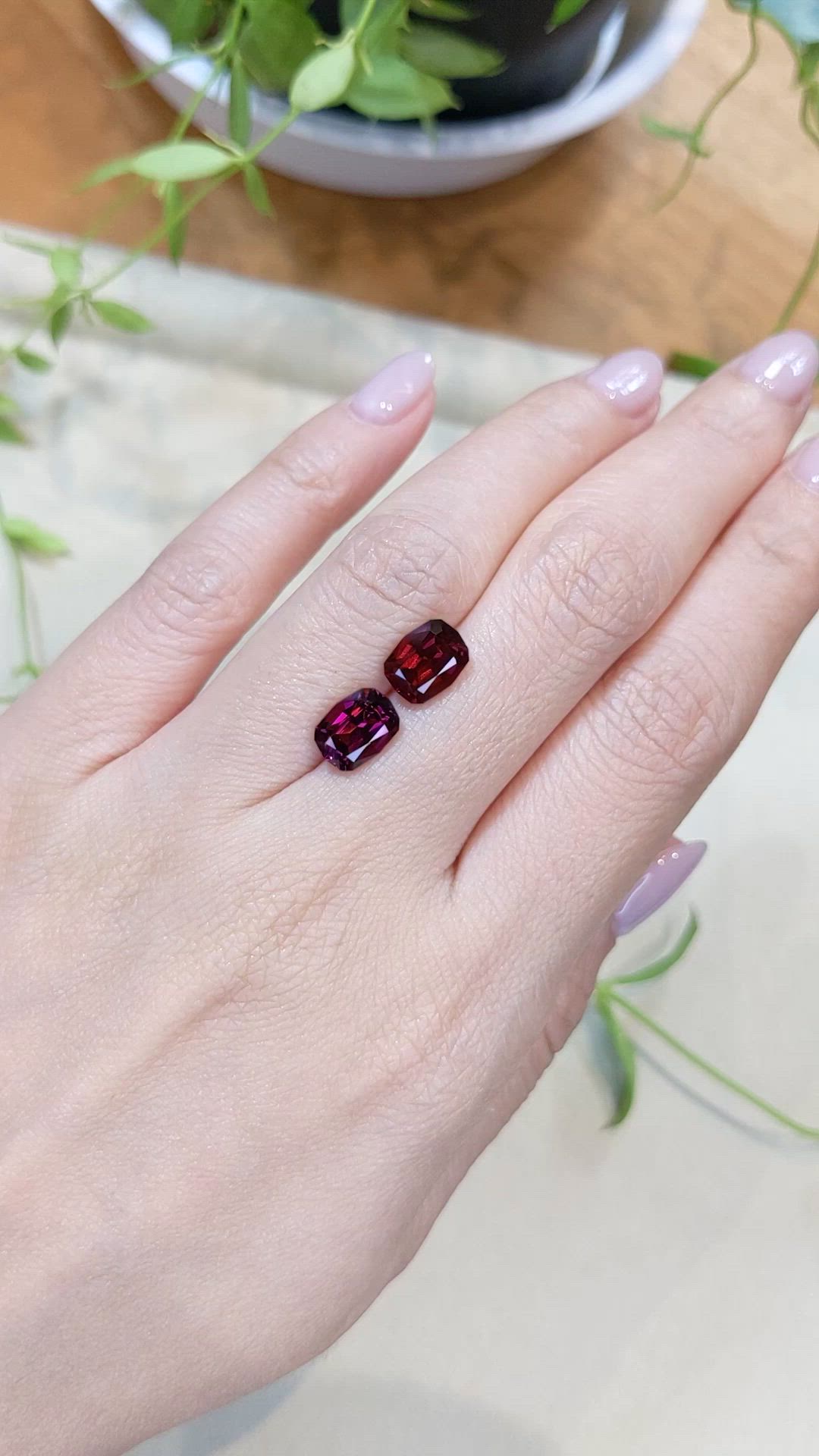 5.65 Ct.Tw.Total Carat Weight Reddish Pink Garnet Pair from Tanzania Size Video