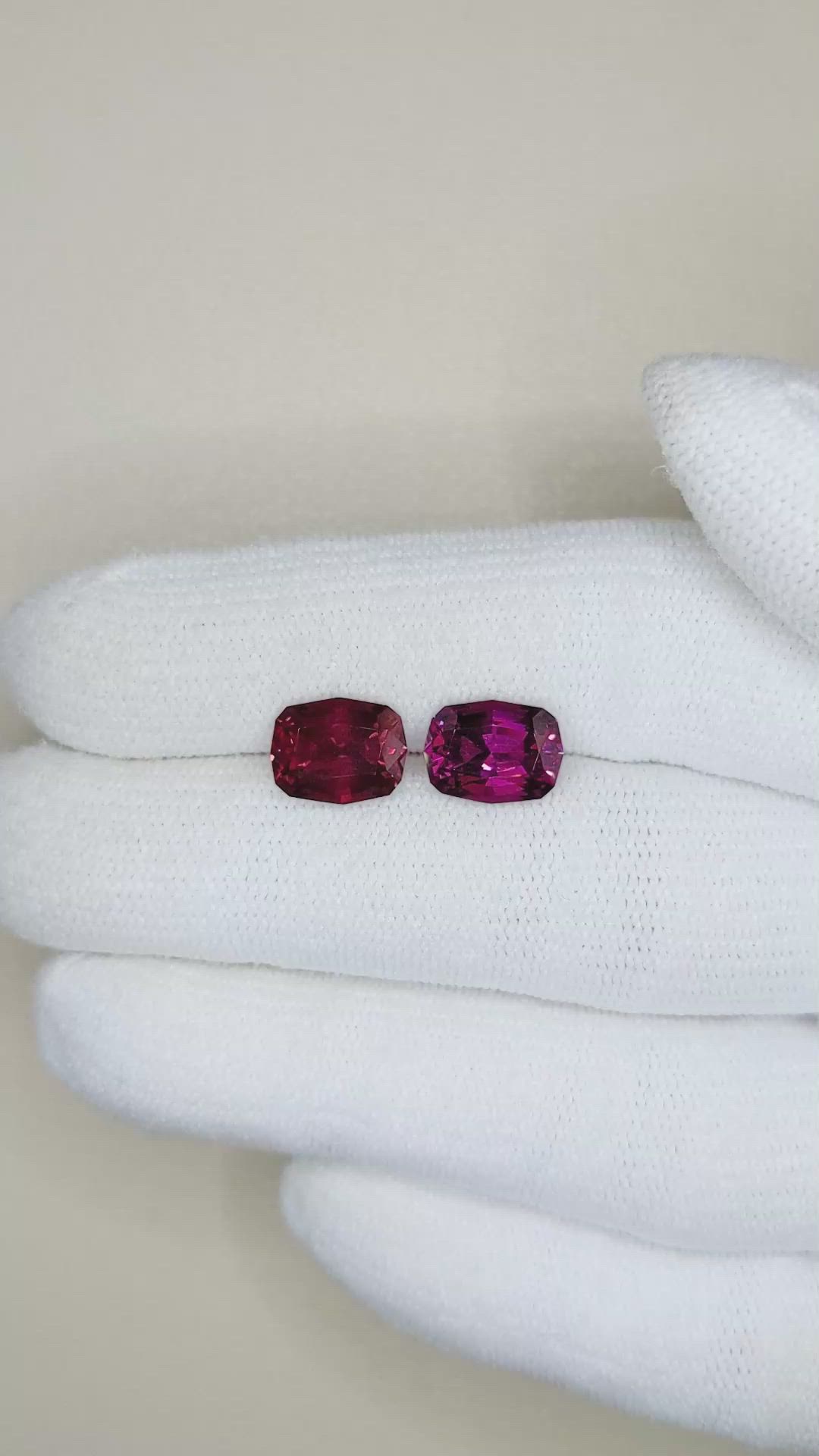5.65 Ct.Tw.Total Carat Weight Reddish Pink Garnet Pair from Tanzania Size Video