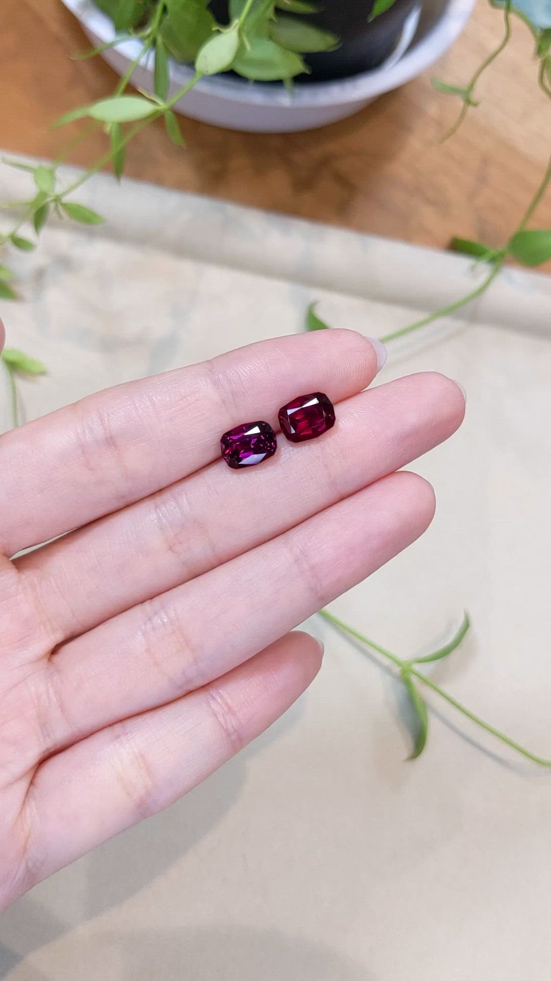 5.65 Ct.Tw.Total Carat Weight Reddish Pink Garnet Pair from Tanzania Size Video