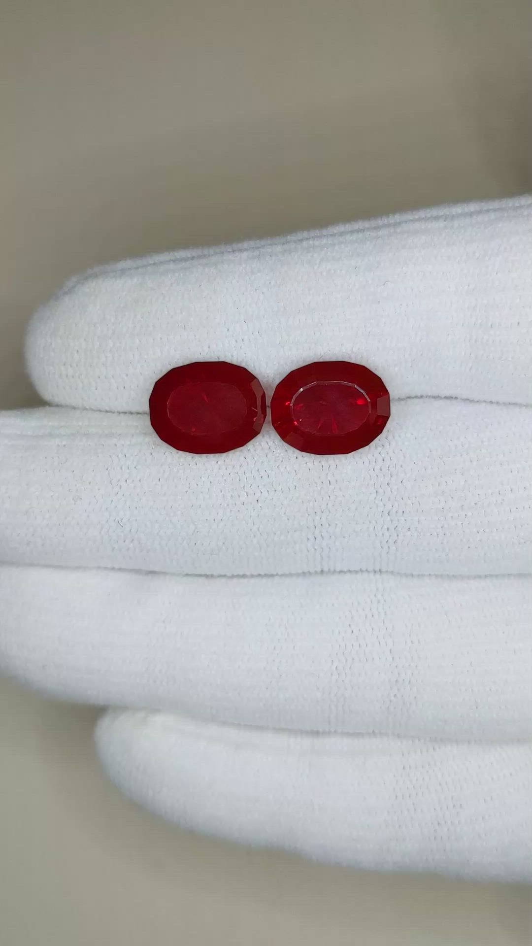 5.27 Ct.Tw.Total Carat Weight Red Opal Pair from Mexico Size Video