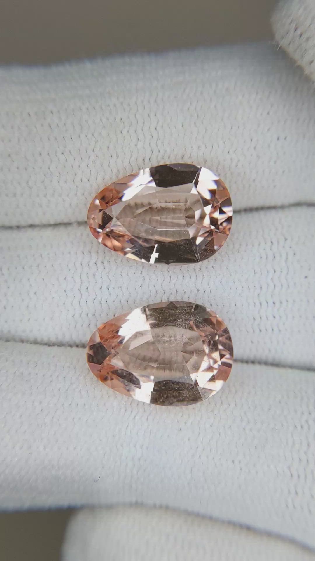 7.60&nbsp;Ct.Tw.Total Carat Weight Pinkish Orange Morganite Pair from Brazil Size Video
