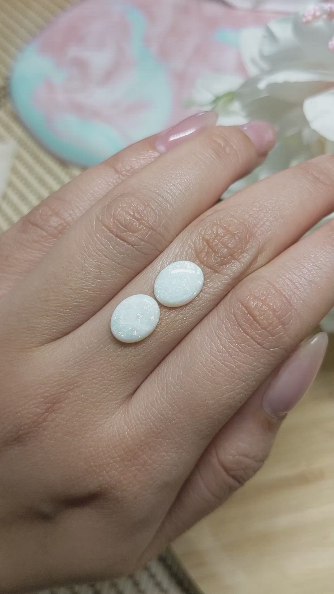 2.62&nbsp;Ct.Tw.Total Carat Weight Cabochon Opal Pair from Brazil Size Video