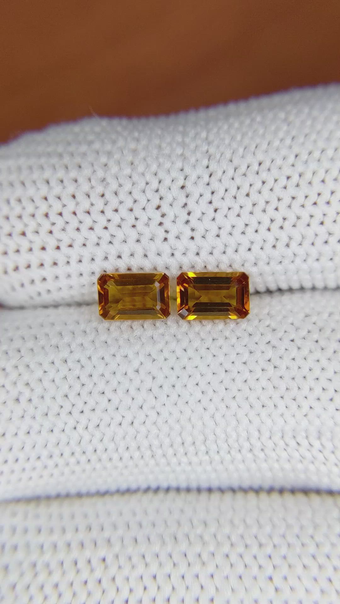 0.93&nbsp;Ct.Tw.Total Carat Weight Madeira Citrine Pair from Brazil Size Video