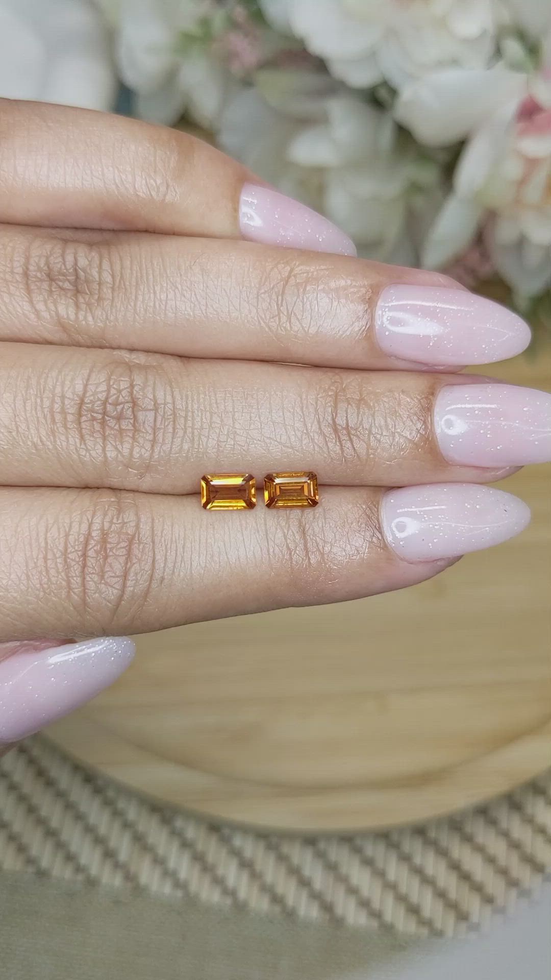 0.93&nbsp;Ct.Tw.Total Carat Weight Madeira Citrine Pair from Brazil Size Video