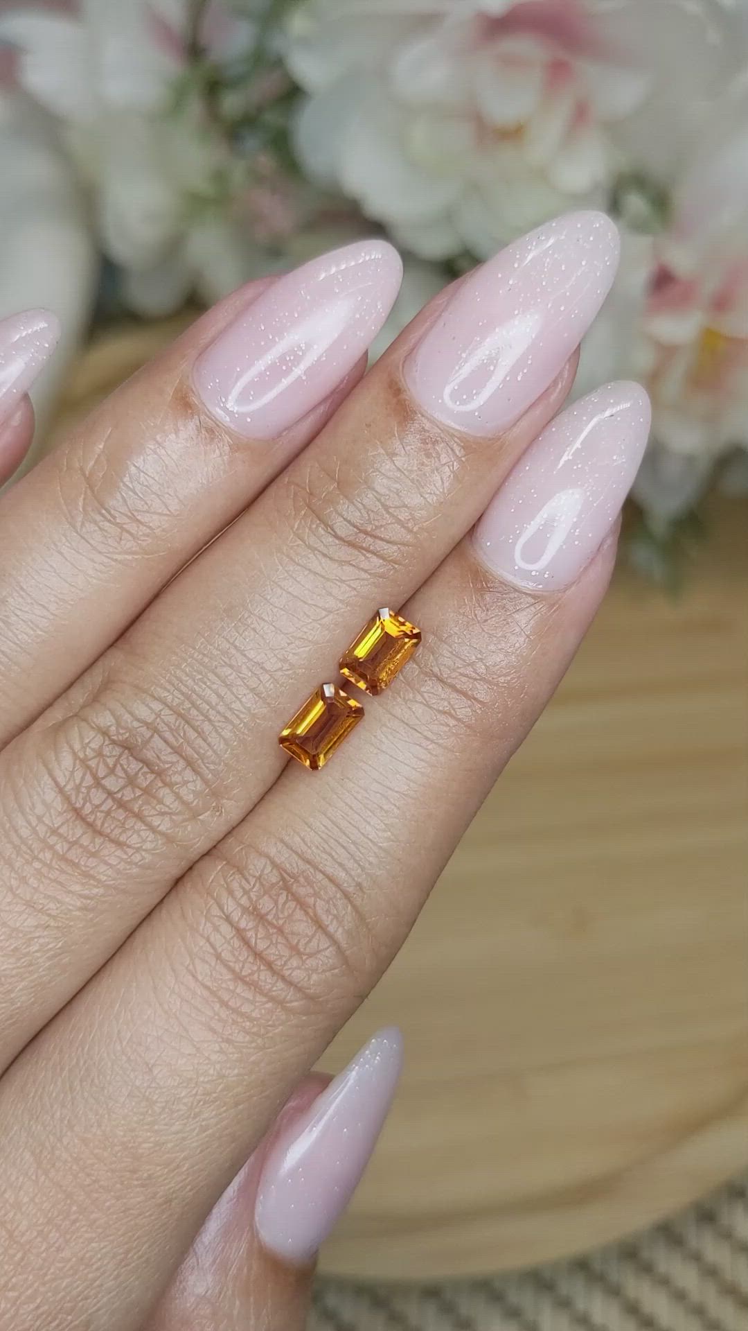 0.93&nbsp;Ct.Tw.Total Carat Weight Madeira Citrine Pair from Brazil Size Video