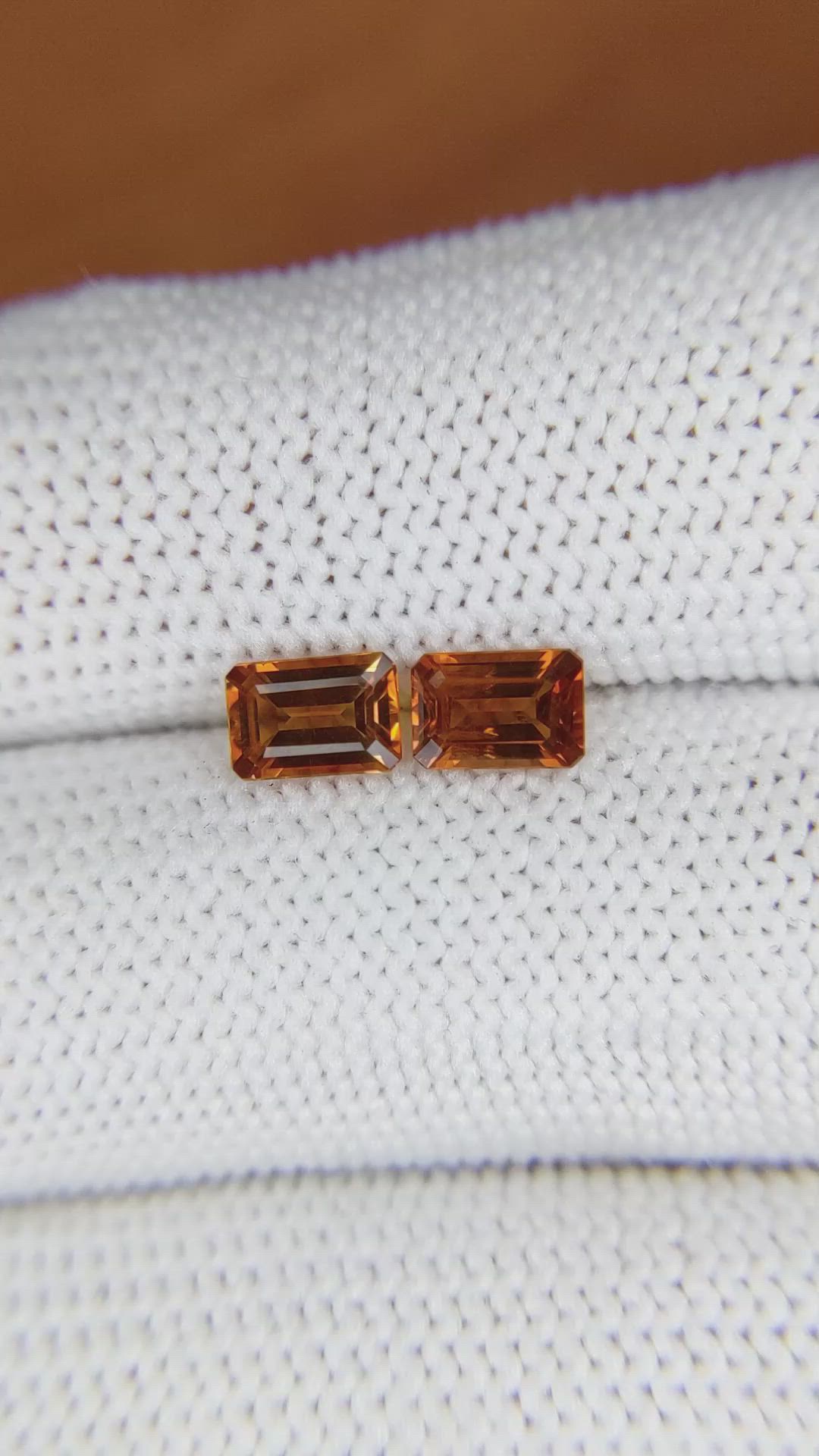 1.04&nbsp;Ct.Tw.Total Carat Weight Madeira Citrine Pair from Brazil Size Video