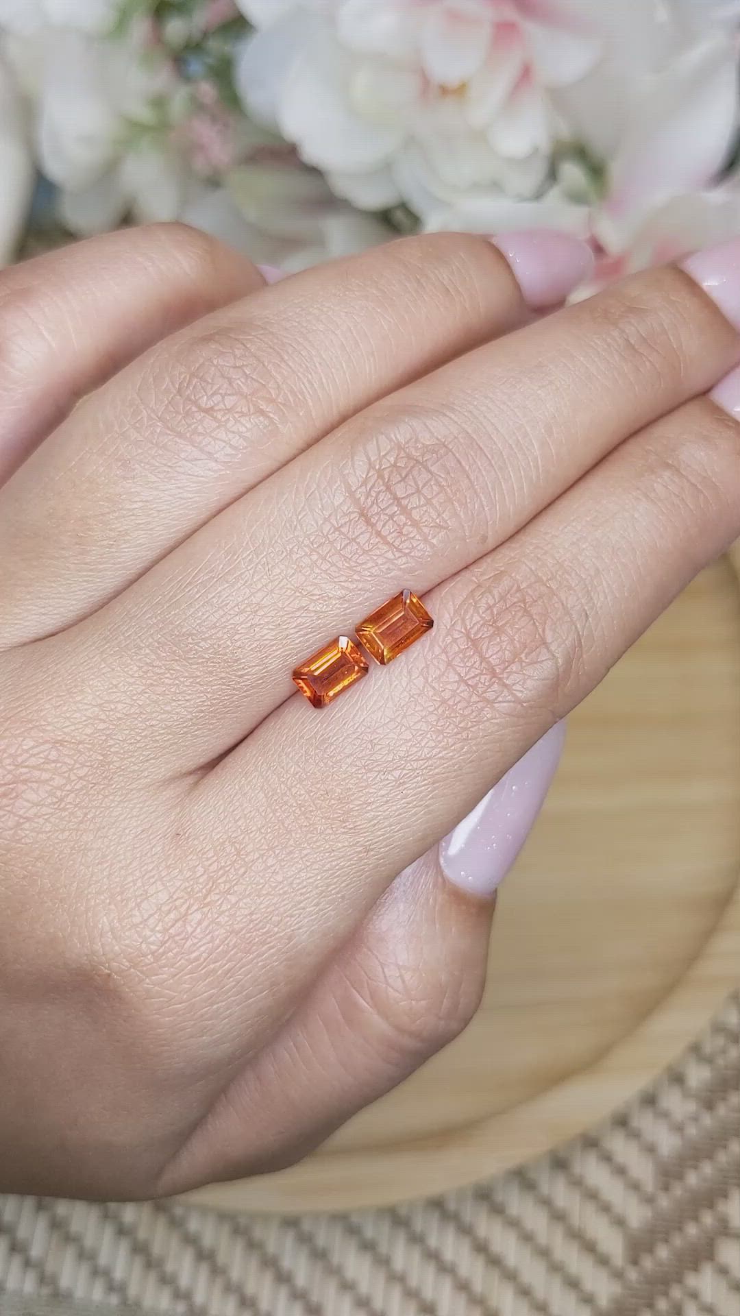 1.04&nbsp;Ct.Tw.Total Carat Weight Madeira Citrine Pair from Brazil Size Video