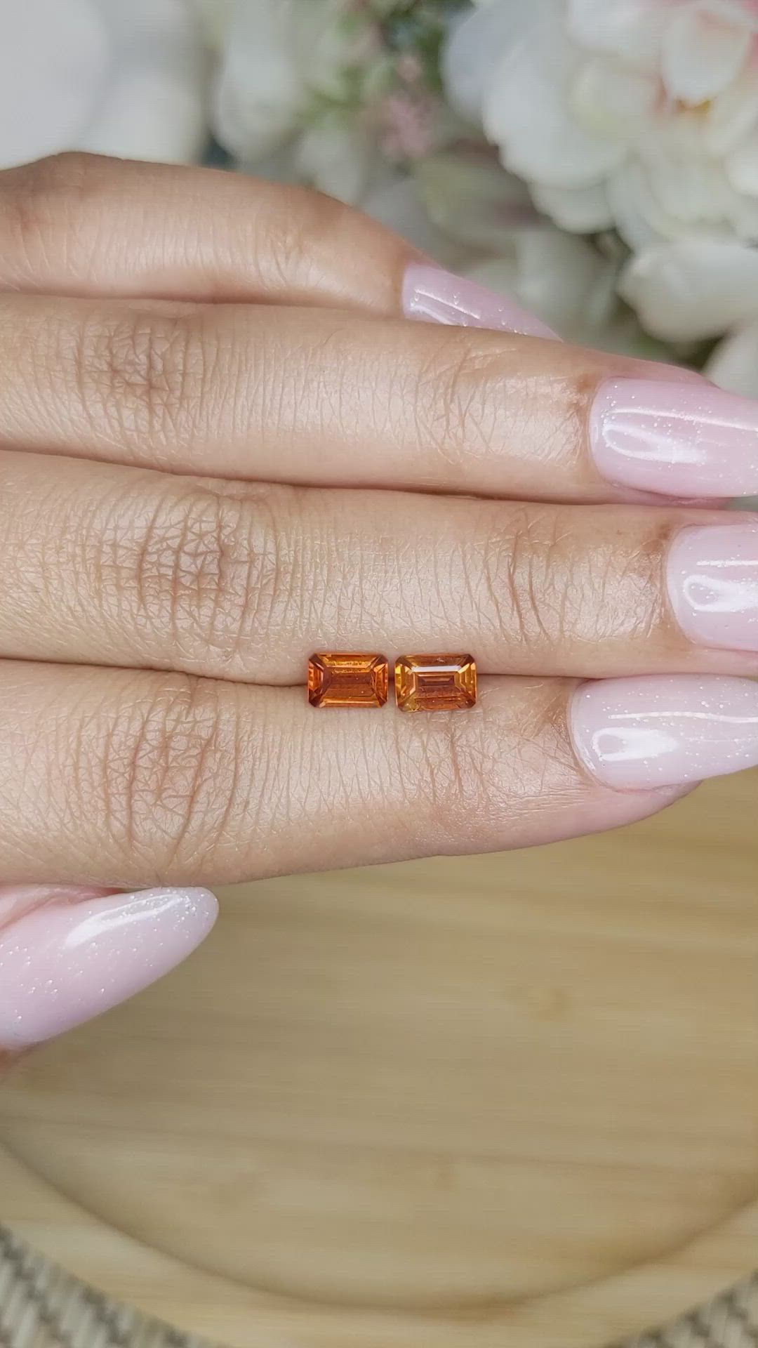 1.04&nbsp;Ct.Tw.Total Carat Weight Madeira Citrine Pair from Brazil Size Video