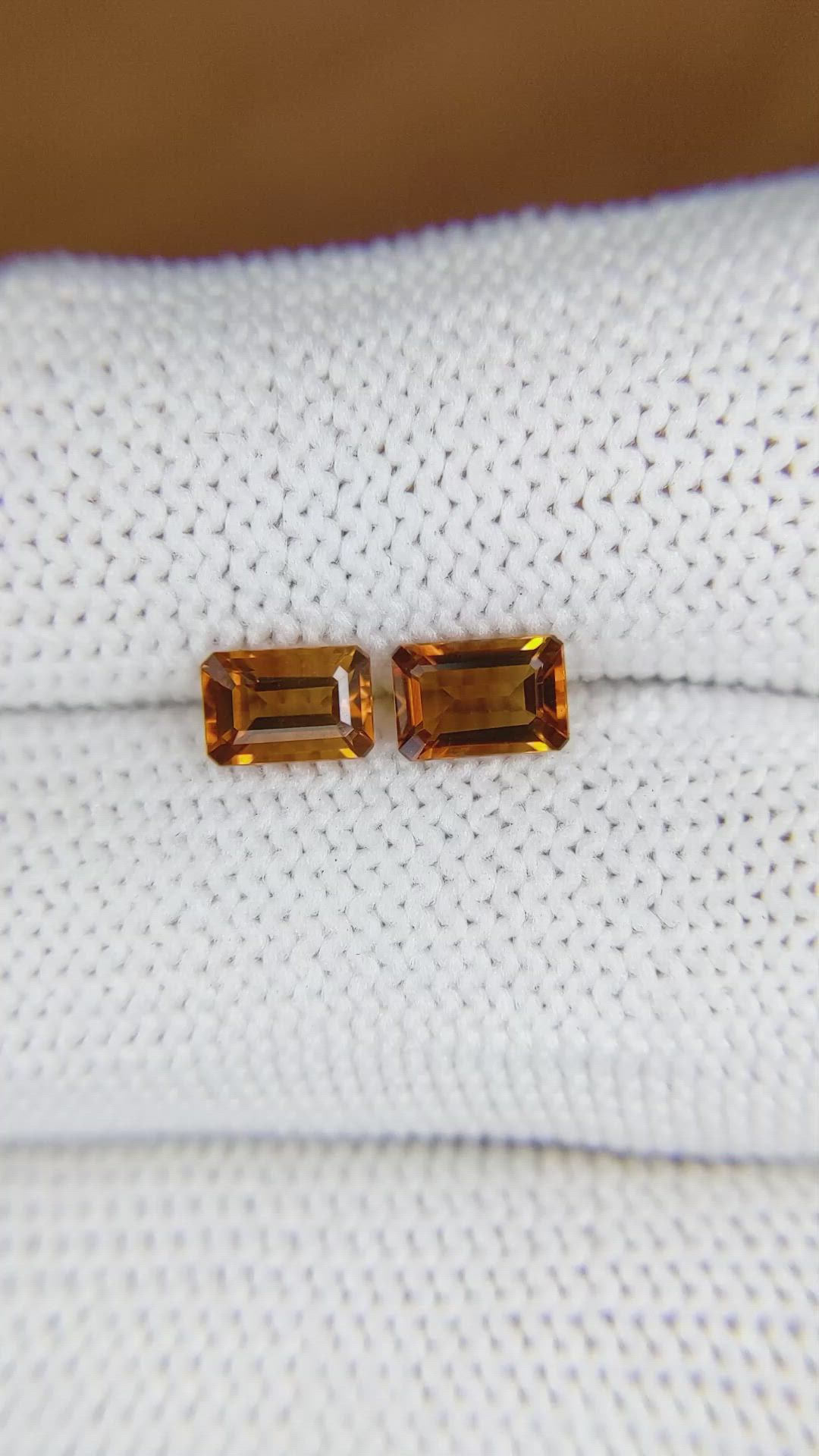 1.01&nbsp;Ct.Tw.Total Carat Weight Madeira Citrine Pair from Brazil Size Video
