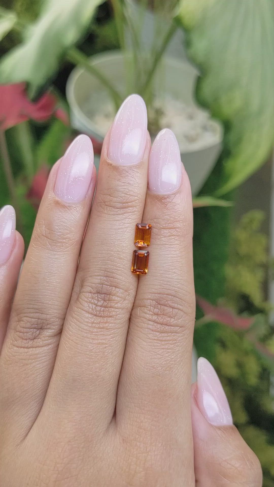 1.01&nbsp;Ct.Tw.Total Carat Weight Madeira Citrine Pair from Brazil Size Video