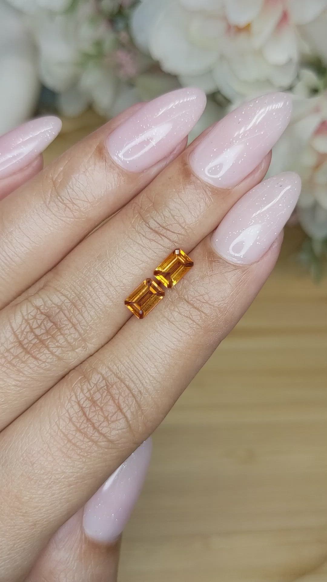 0.97&nbsp;Ct.Tw.Total Carat Weight Madeira Citrine Pair from Brazil Size Video