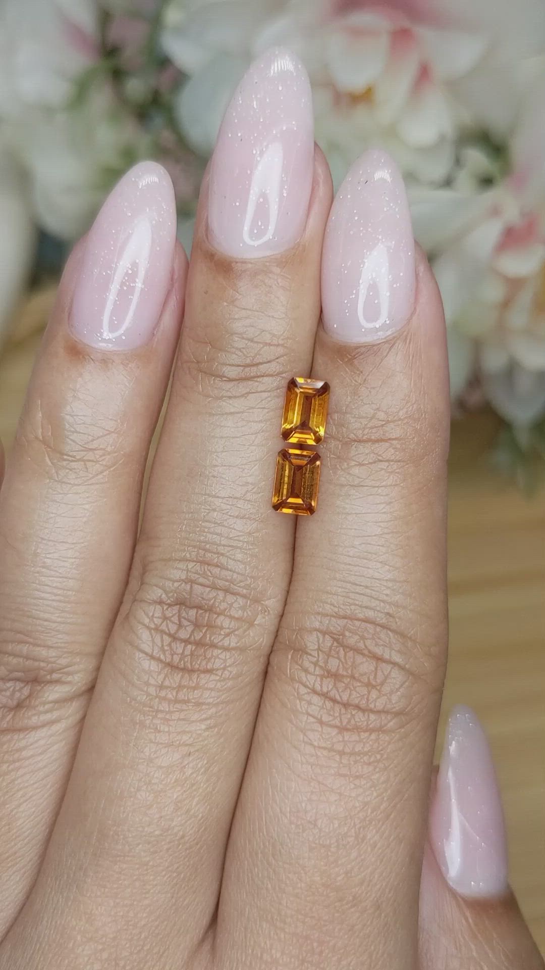 0.97&nbsp;Ct.Tw.Total Carat Weight Madeira Citrine Pair from Brazil Size Video