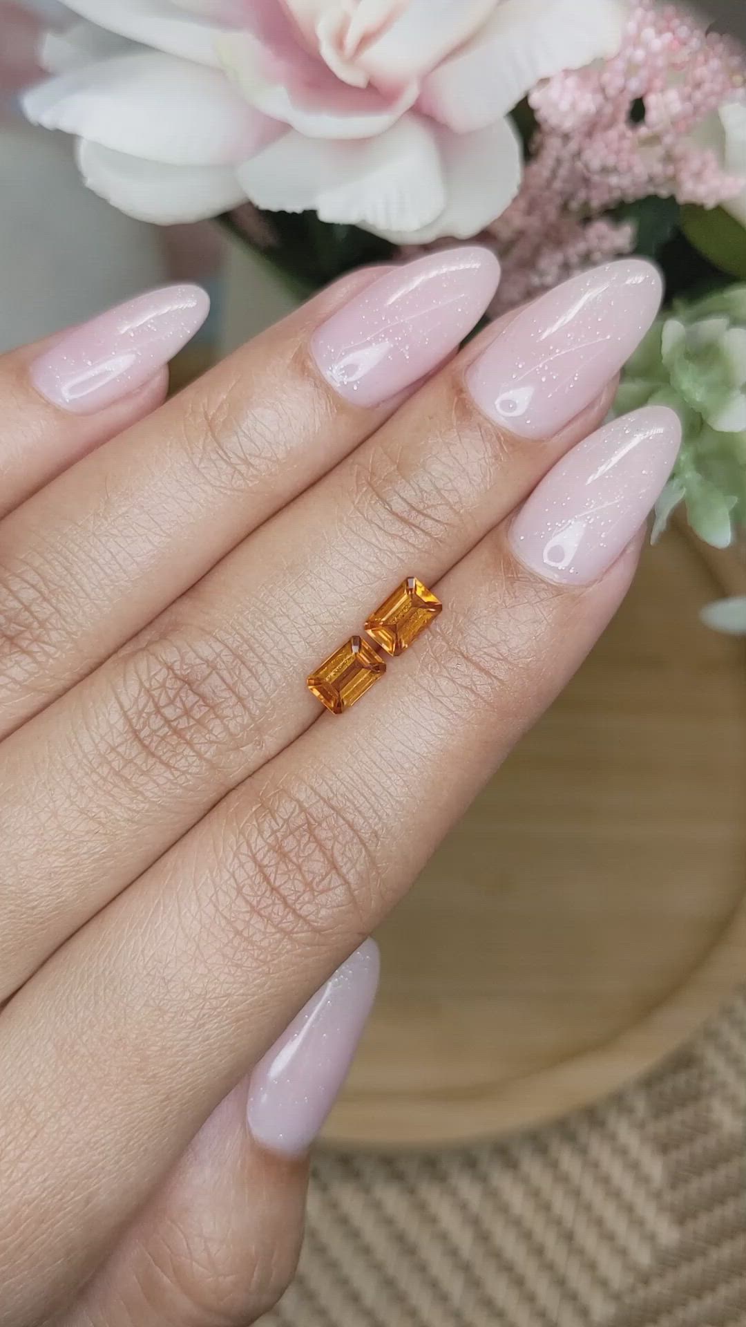 1.01&nbsp;Ct.Tw.Total Carat Weight Madeira Citrine Pair from Brazil Size Video