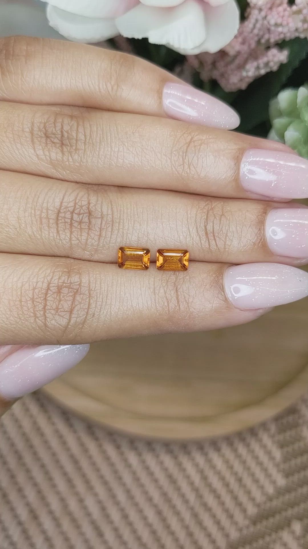 1.01&nbsp;Ct.Tw.Total Carat Weight Madeira Citrine Pair from Brazil Size Video