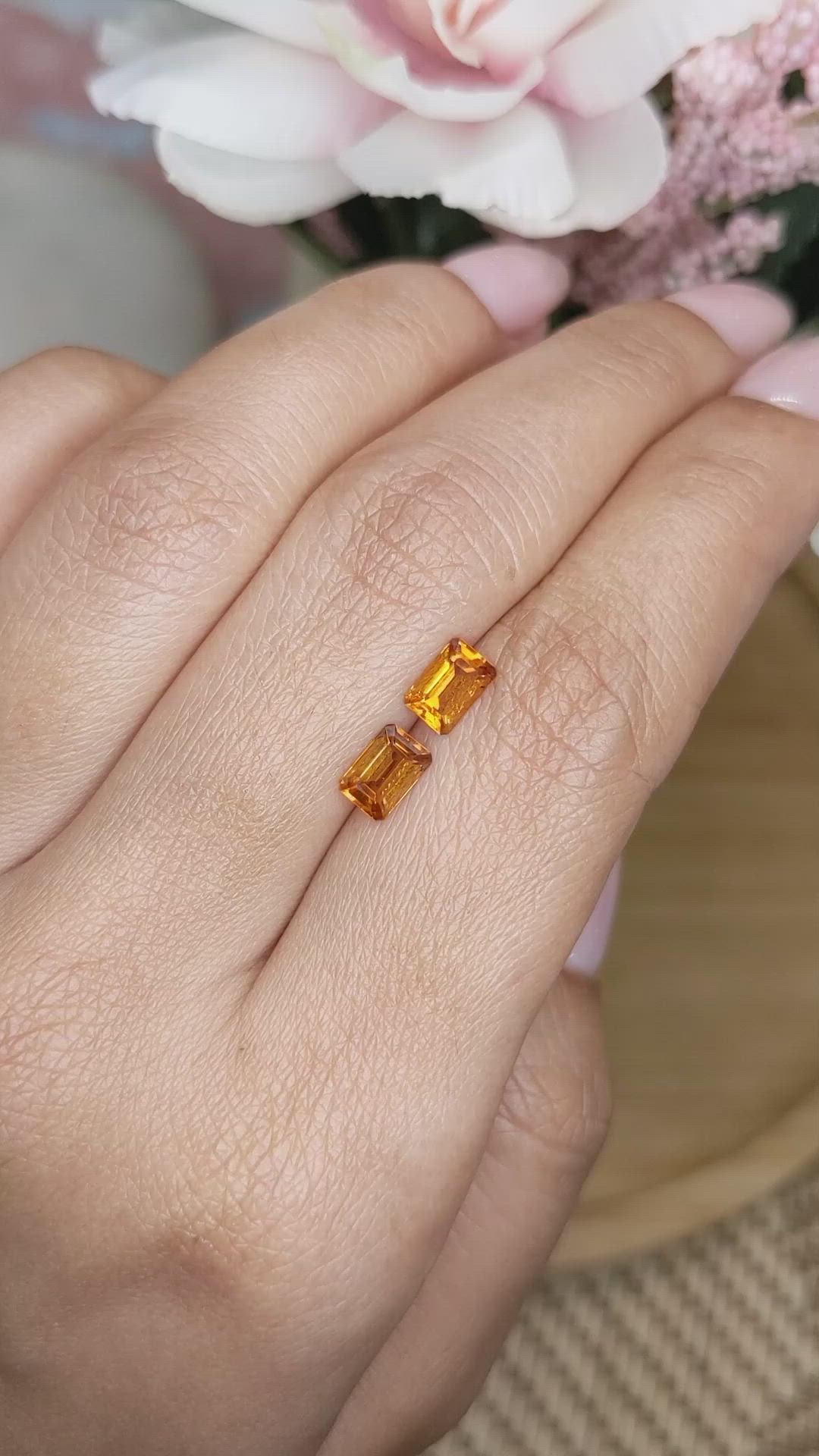 1.01&nbsp;Ct.Tw.Total Carat Weight Madeira Citrine Pair from Brazil Size Video